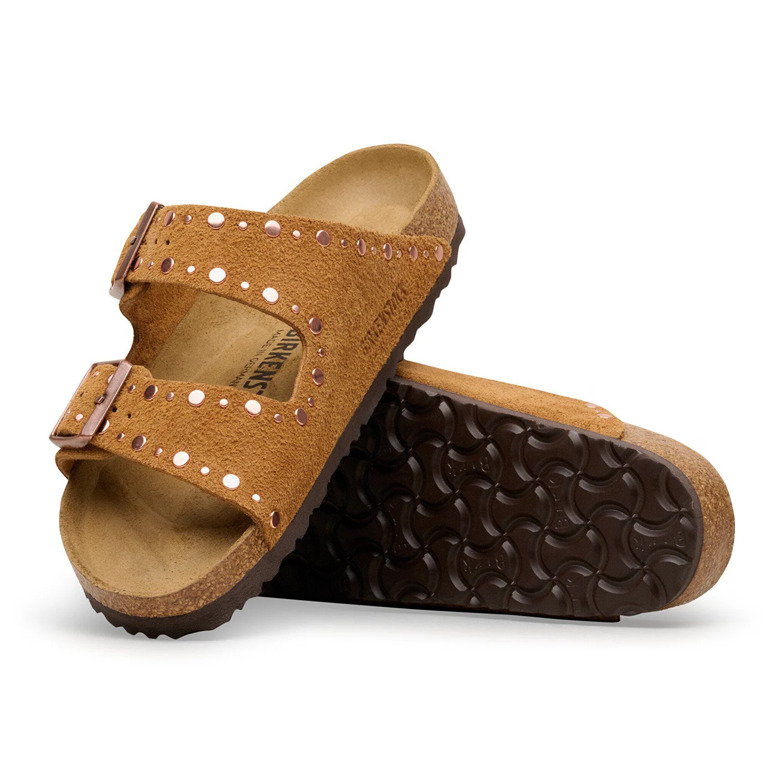 Birkenstock Arizona Rivets Narrow Slide Sandal (Women) - Mink Suede - Image 3