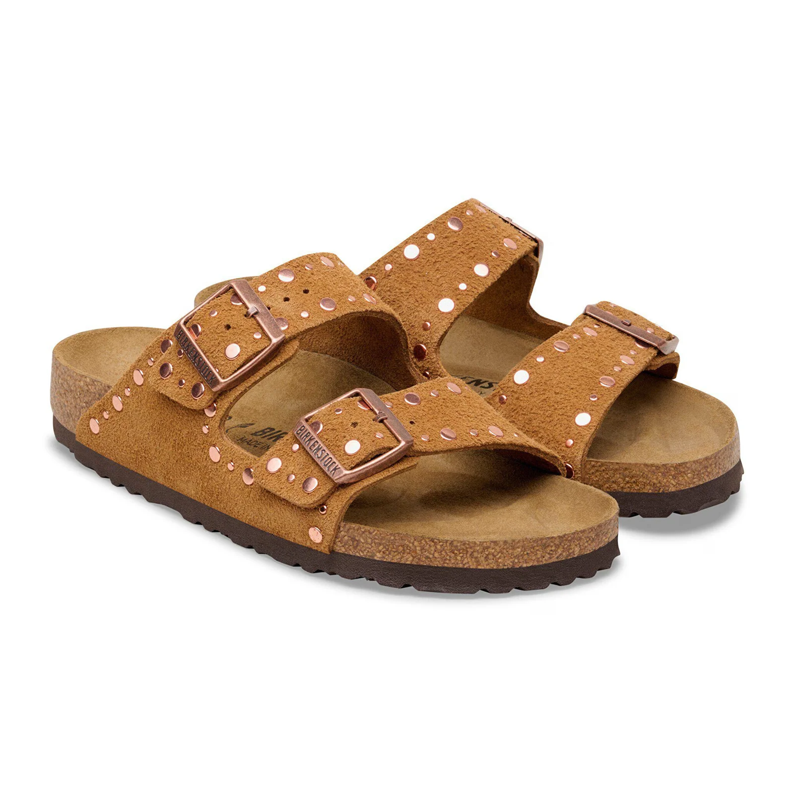 Birkenstock Arizona Rivets Narrow Slide Sandal (Women) - Mink Suede - Image 4