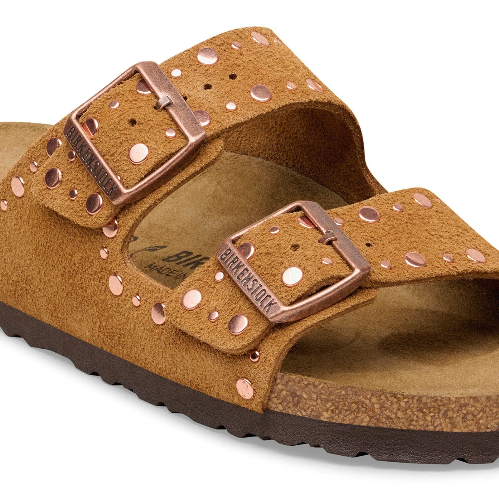 Birkenstock Arizona Rivets Narrow Slide Sandal (Women) - Mink Suede - Image 5