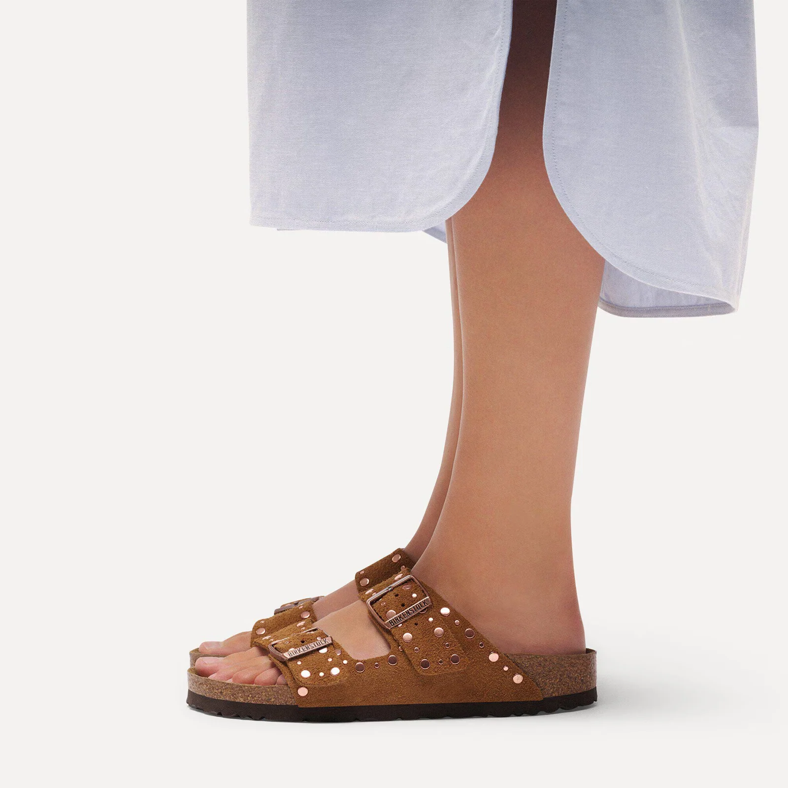 Birkenstock Arizona Rivets Narrow Slide Sandal (Women) - Mink Suede - Image 6