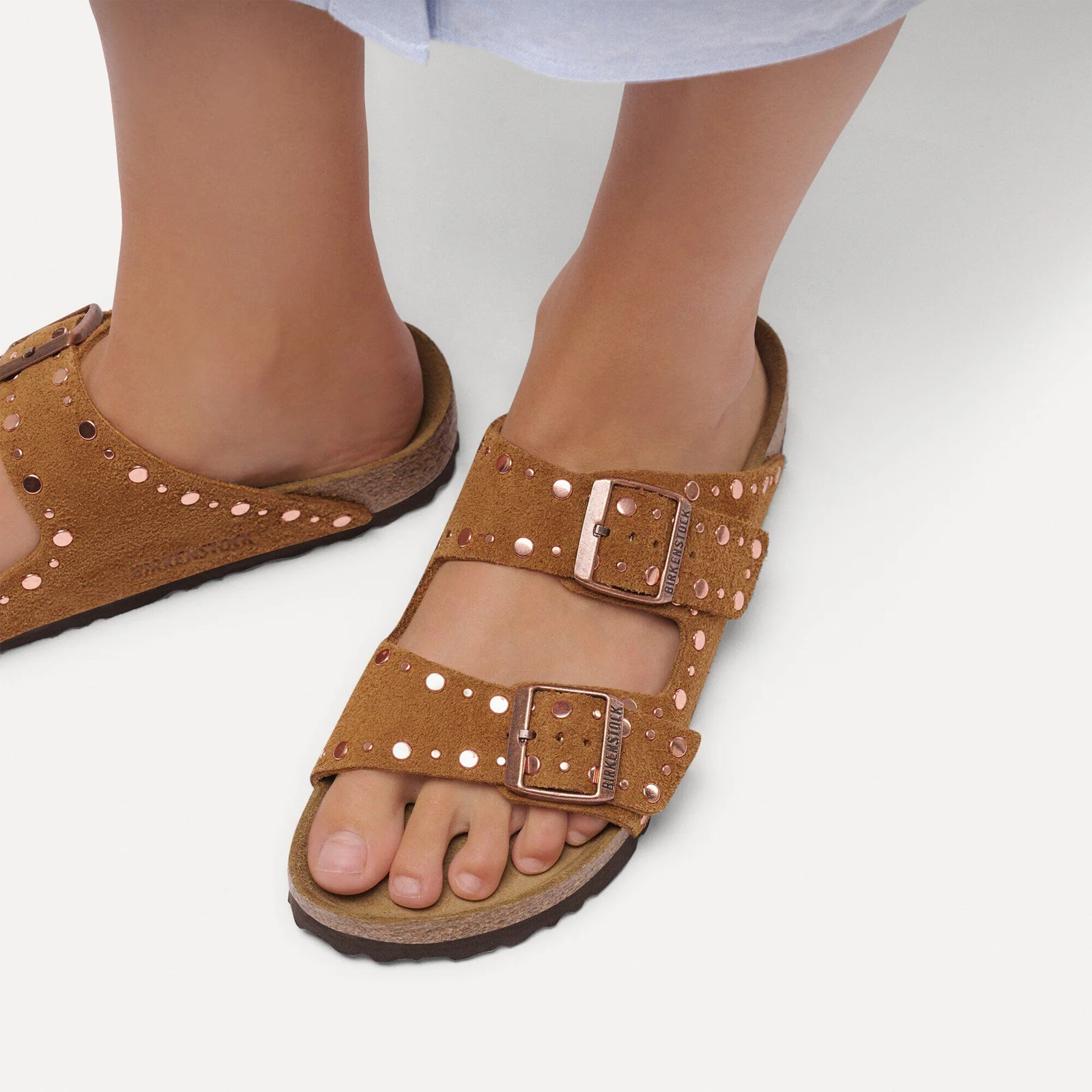 Birkenstock Arizona Rivets Narrow Slide Sandal (Women) - Mink Suede - Image 7