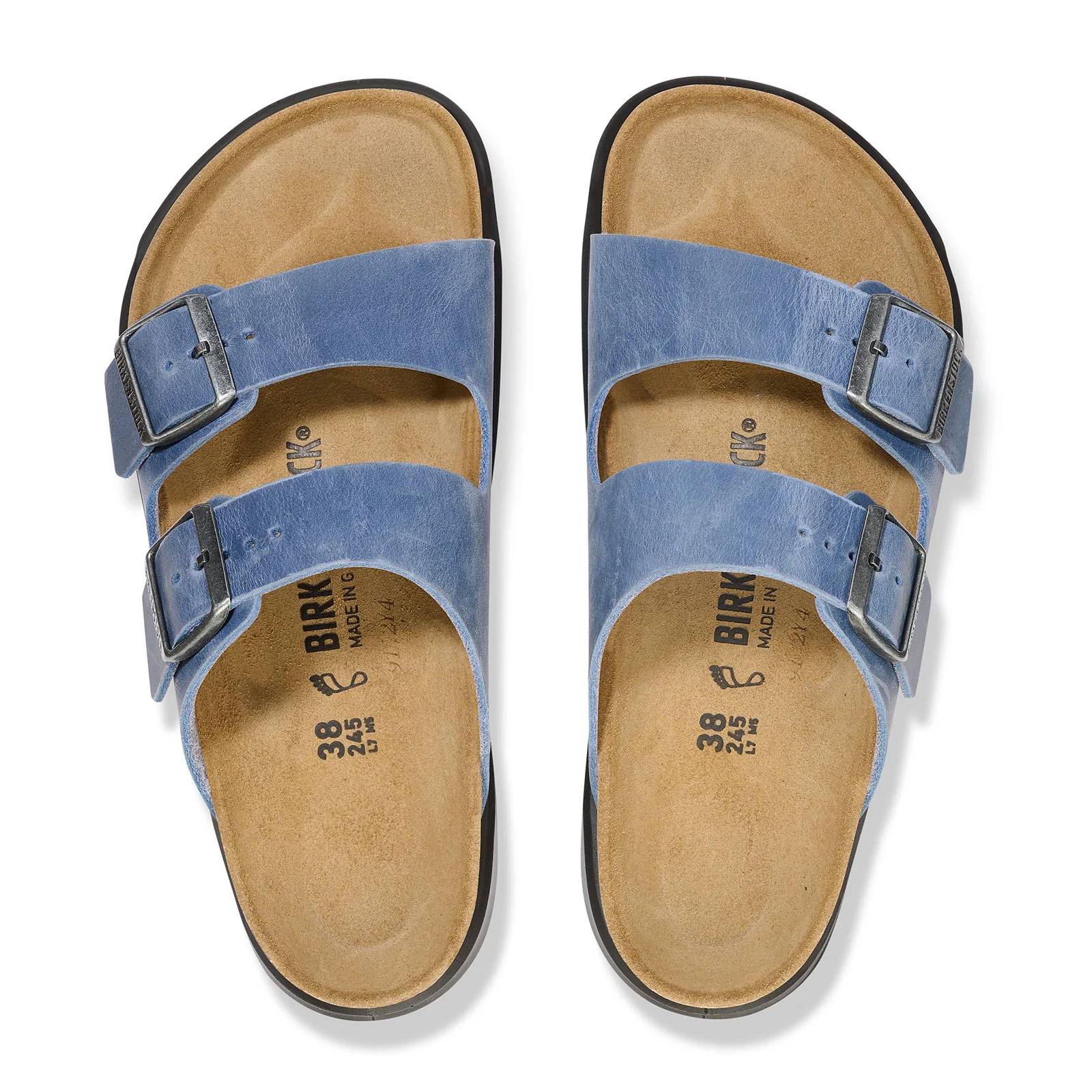 Birkenstock Arizona Rugged Slide Sandal (Men) - Elemental Blue Oiled Leather - Image 2