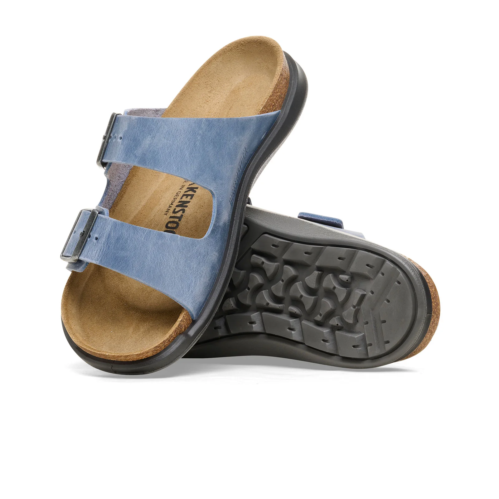 Birkenstock Arizona Rugged Slide Sandal (Men) - Elemental Blue Oiled Leather - Image 3