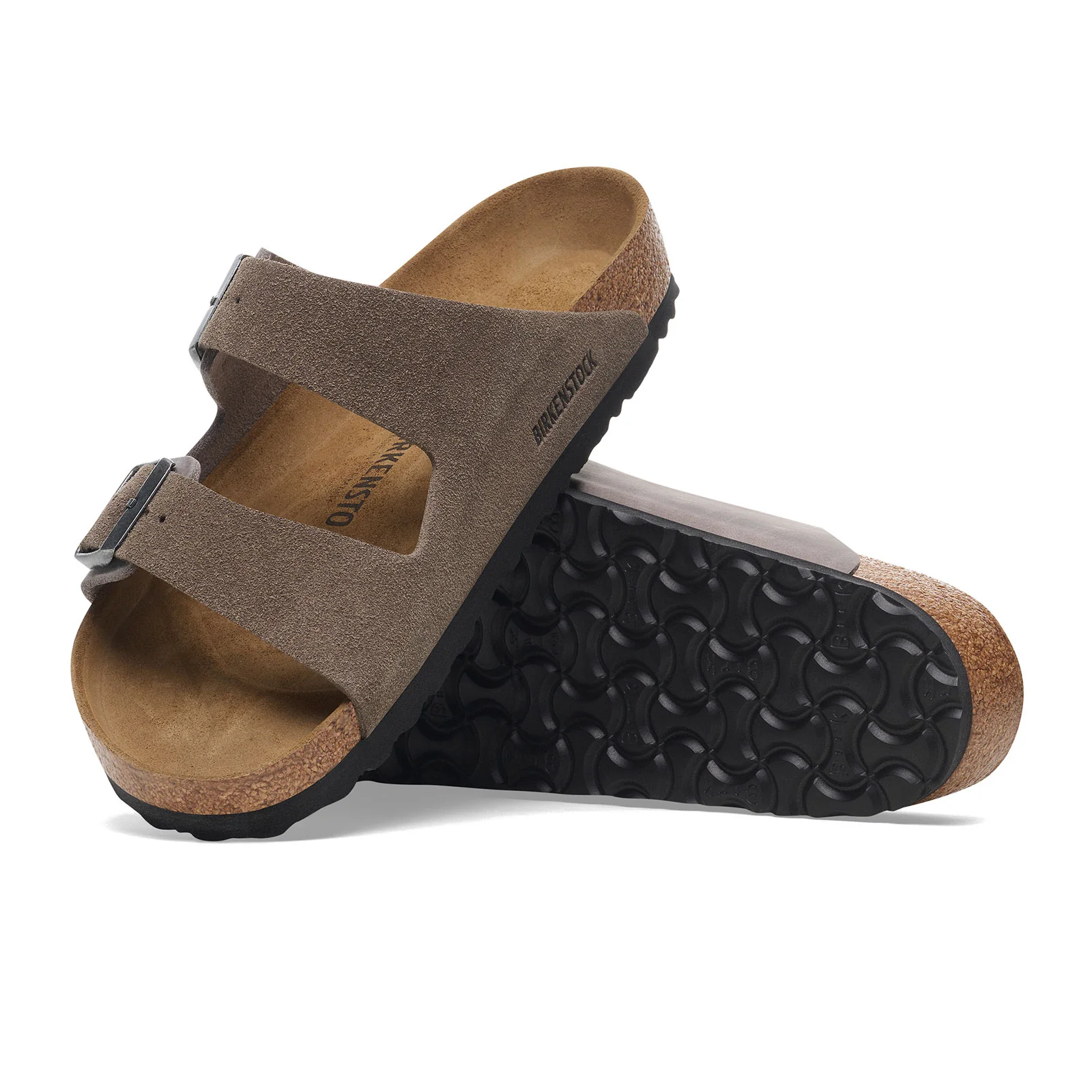 Birkenstock Arizona Slide Sandal (Men) - Iron Oiled Leather/Concrete Gray Suede - Image 3