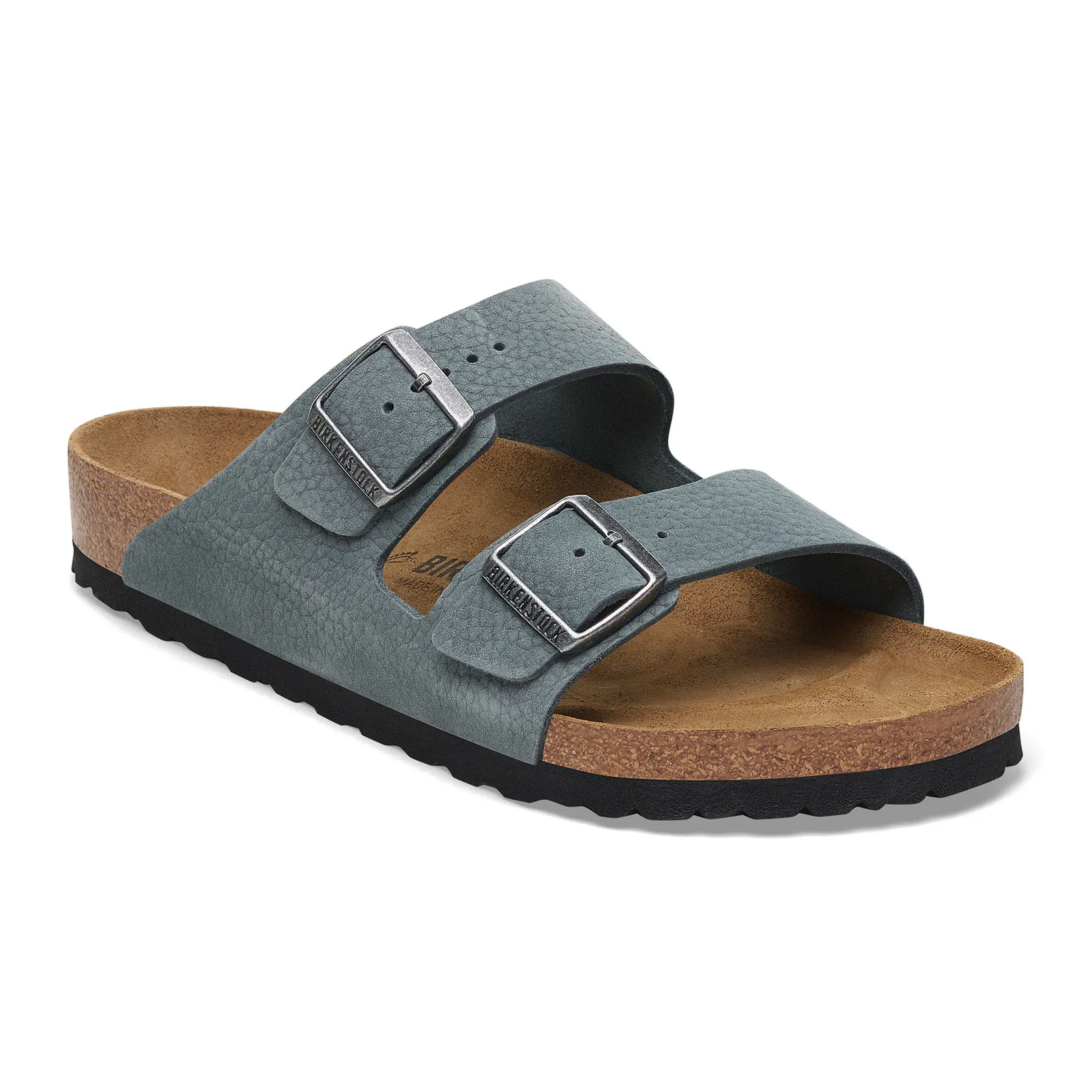 Birkenstock Arizona Slide Sandal (Men) - Desert Buck Basalt Gray Nubuck