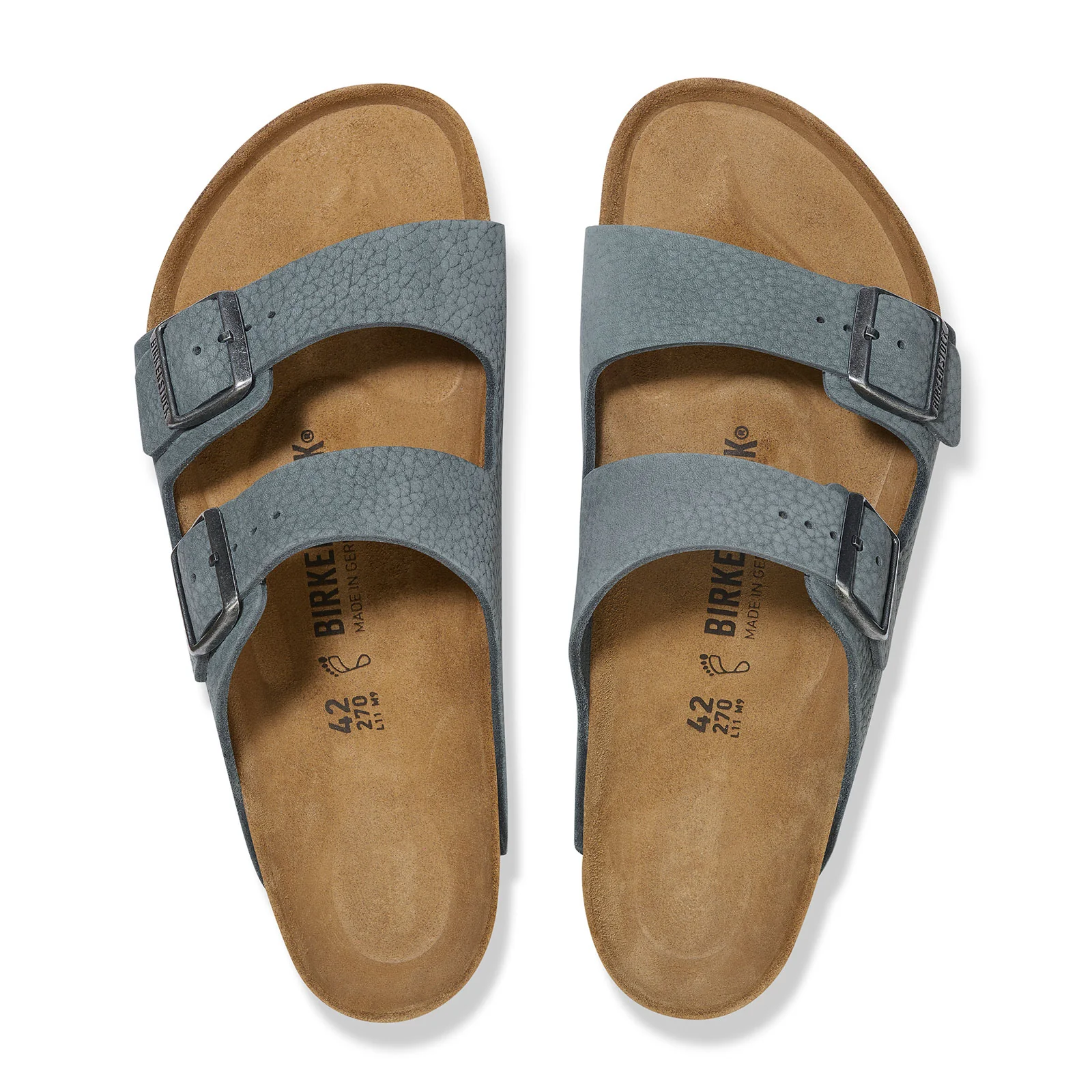 Birkenstock Arizona Slide Sandal (Men) - Desert Buck Basalt Gray Nubuck - Image 2