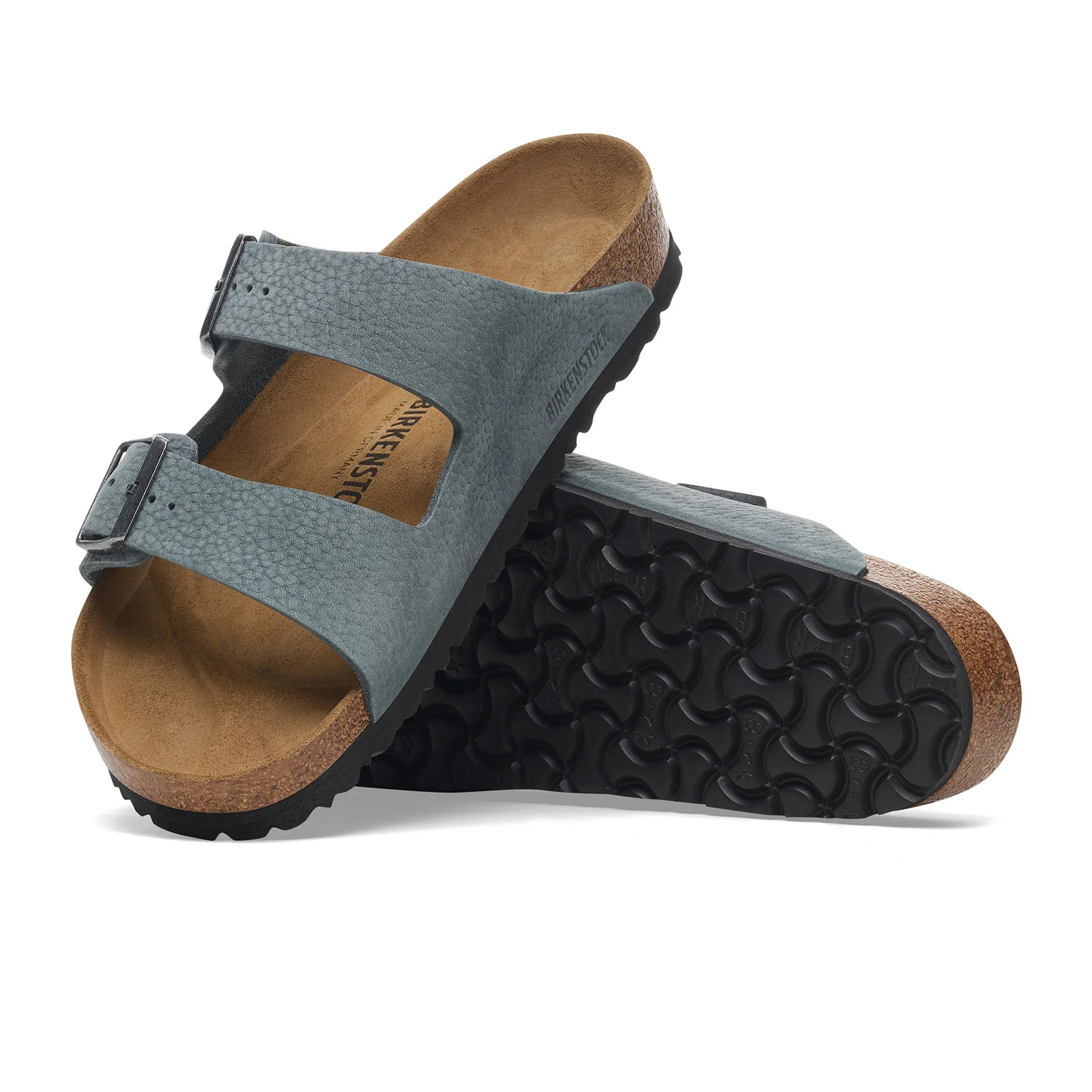 Birkenstock Arizona Slide Sandal (Men) - Desert Buck Basalt Gray Nubuck - Image 3