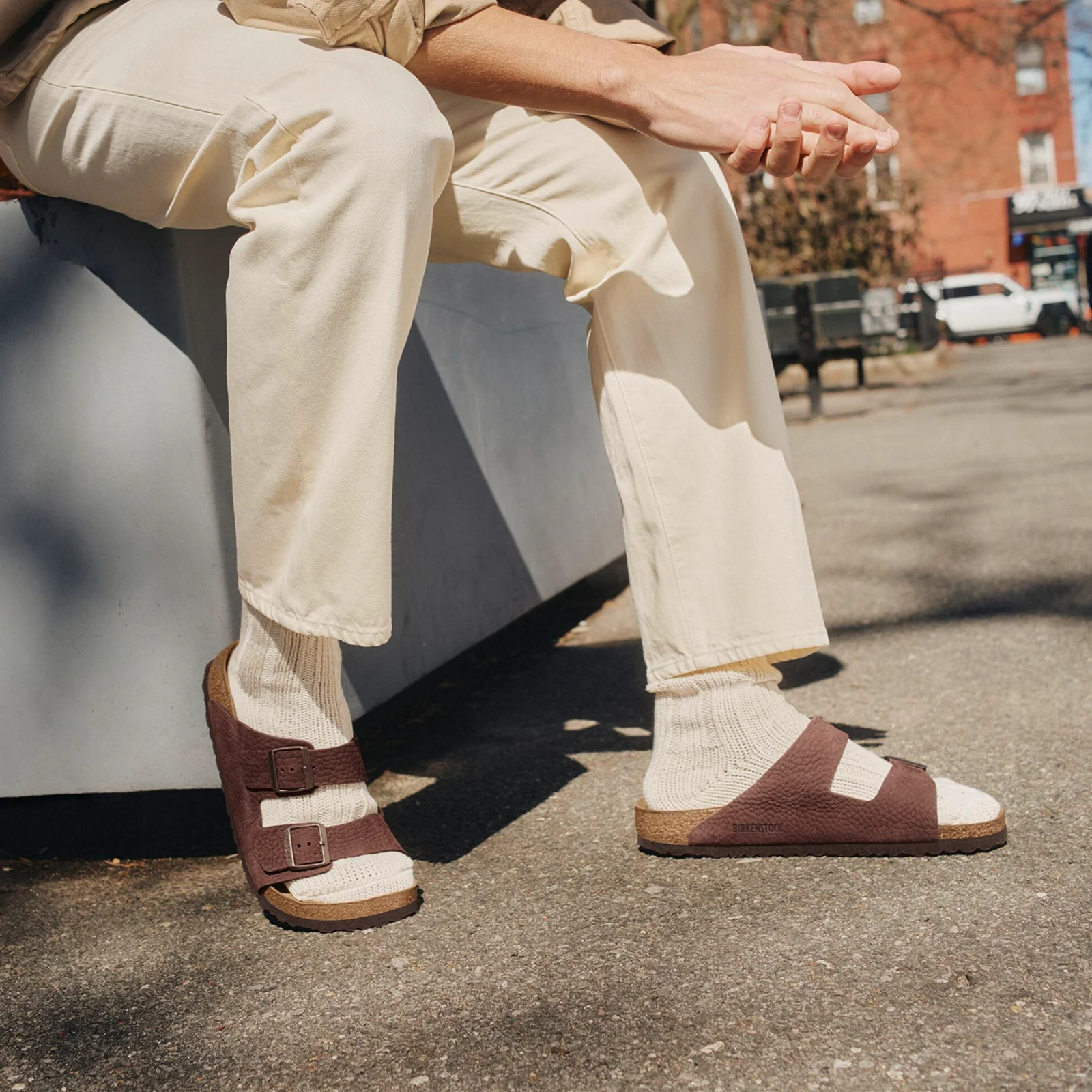 Birkenstock Arizona Slide Sandal (Men) - Desert Buck Roast Nubuck - Image 4