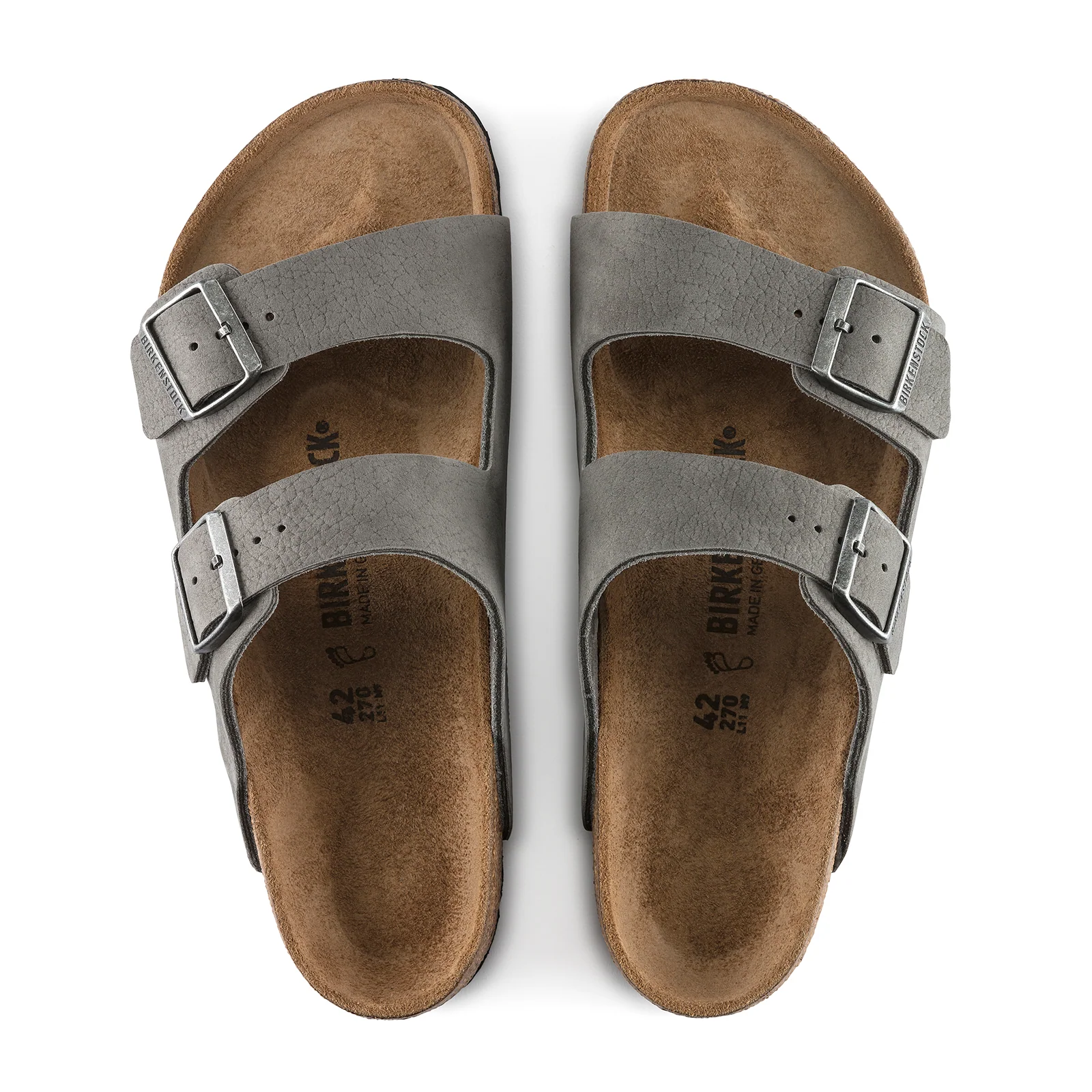 Birkenstock Arizona Slide Sandal (Men) - Desert Buck Whale Gray Nubuck - Image 2