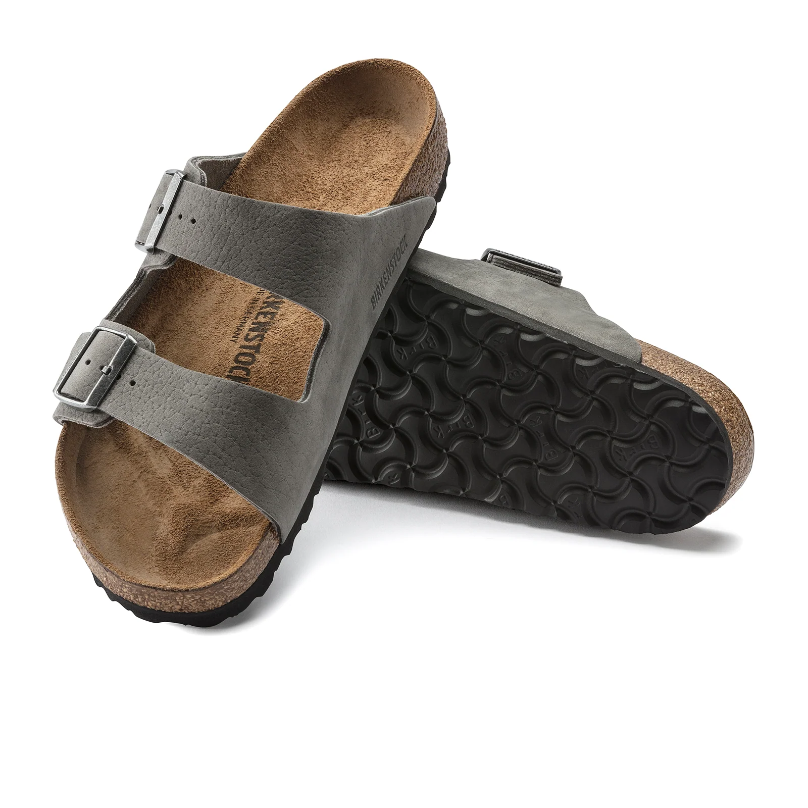 Birkenstock Arizona Slide Sandal (Men) - Desert Buck Whale Gray Nubuck - Image 3