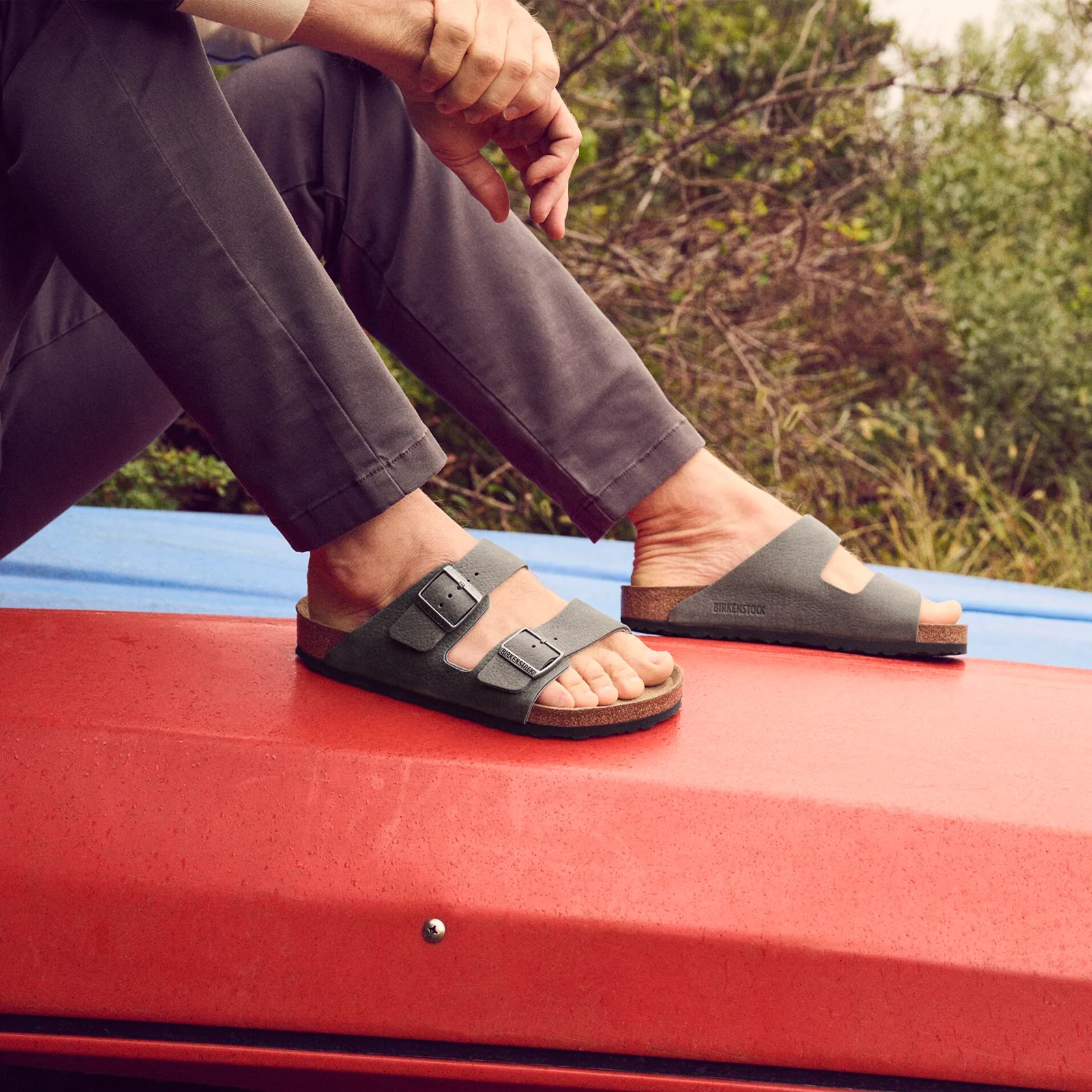 Birkenstock Arizona Slide Sandal (Men) - Desert Buck Whale Gray Nubuck - Image 8