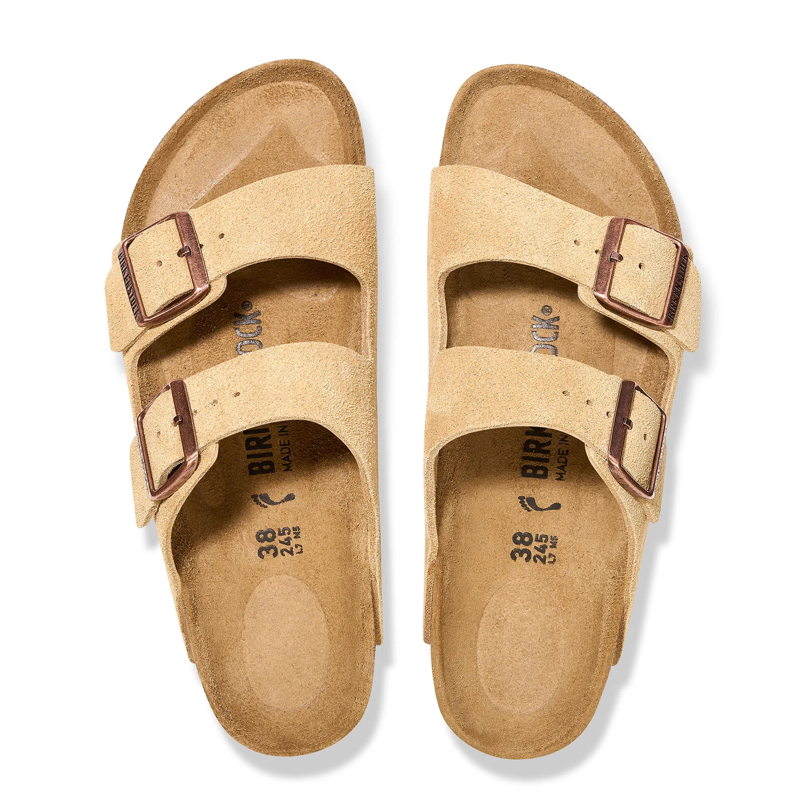 Birkenstock Arizona Slide Sandal (Unisex) - Latte Cream Suede - Image 2