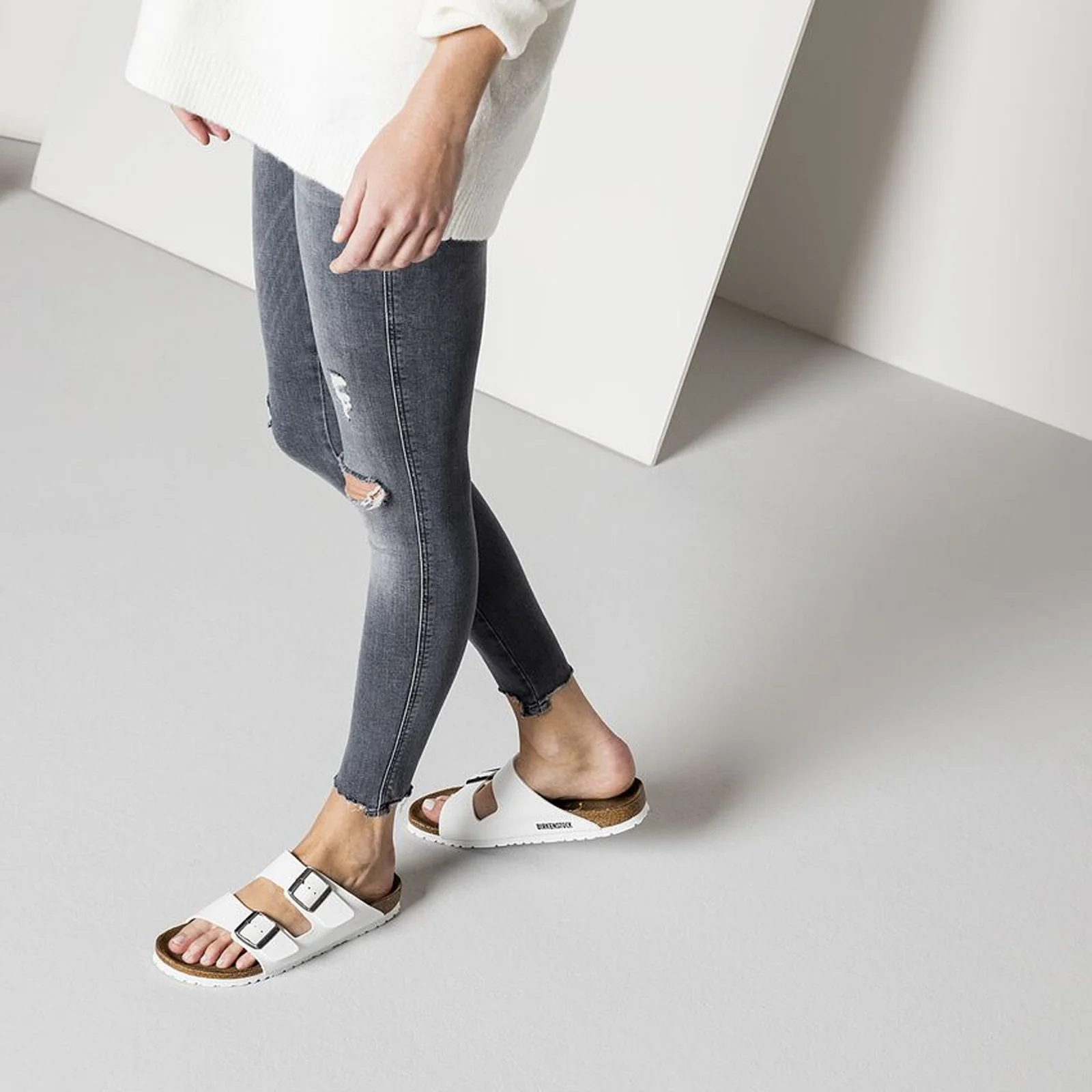 Birkenstock Arizona Slide Sandal (Unisex) - White Birko-Flor - Image 7