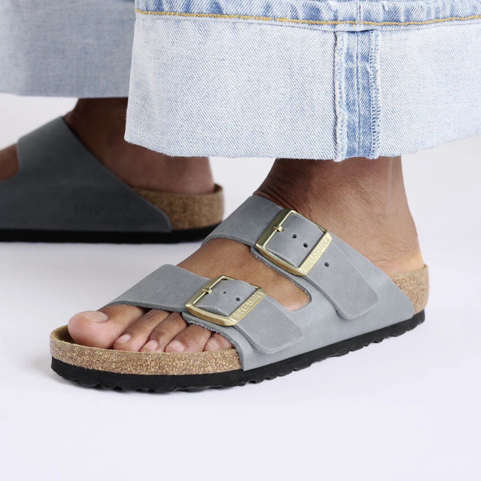 Birkenstock Arizona Slide Sandal (Women) - Basalt Gray Oiled Leather - Image 7