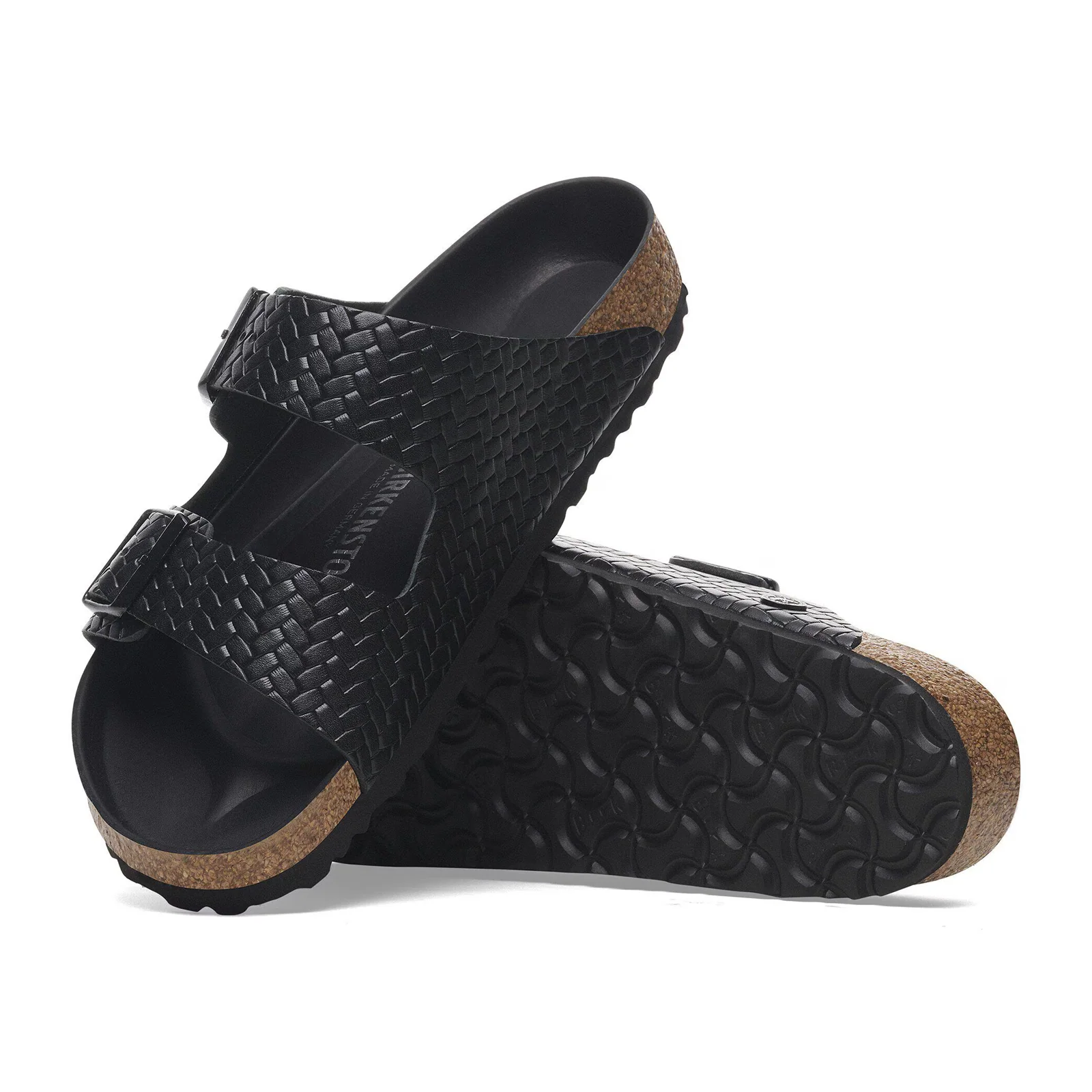 Birkenstock Arizona Slide Sandal (Women) - Woven Emboss Black Leather - Image 3