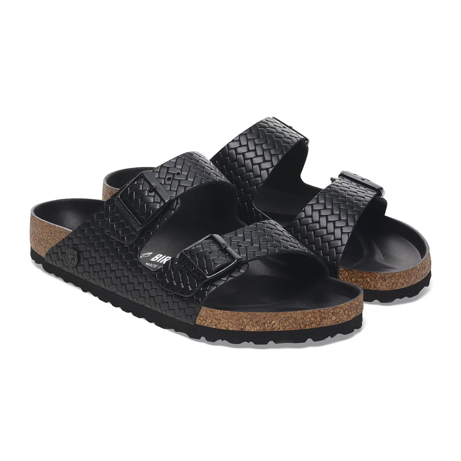 Birkenstock Arizona Slide Sandal (Women) - Woven Emboss Black Leather - Image 4