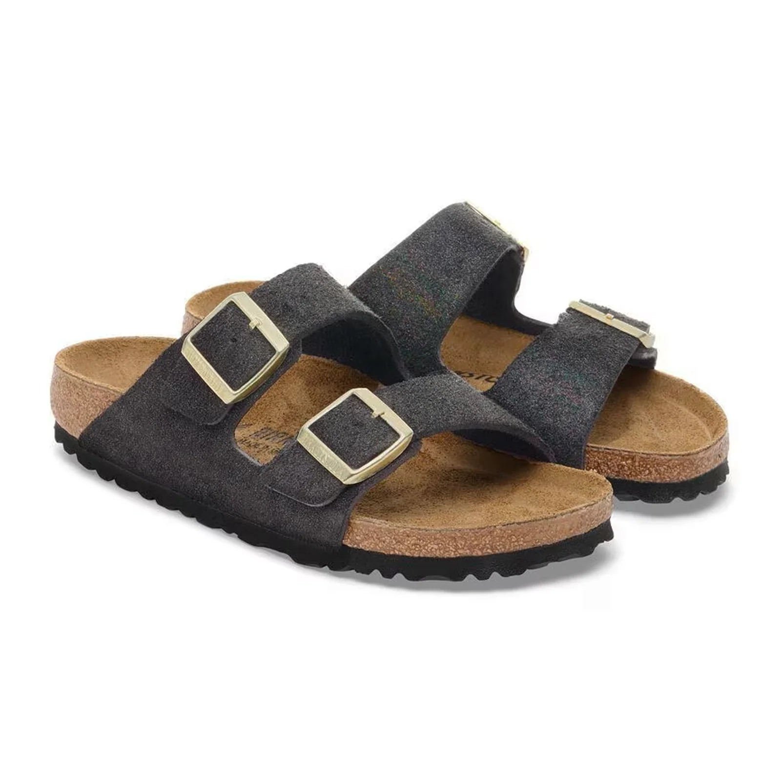 Birkenstock Arizona Narrow Slide Sandal (Women) - Shimmering Black Suede - Image 4
