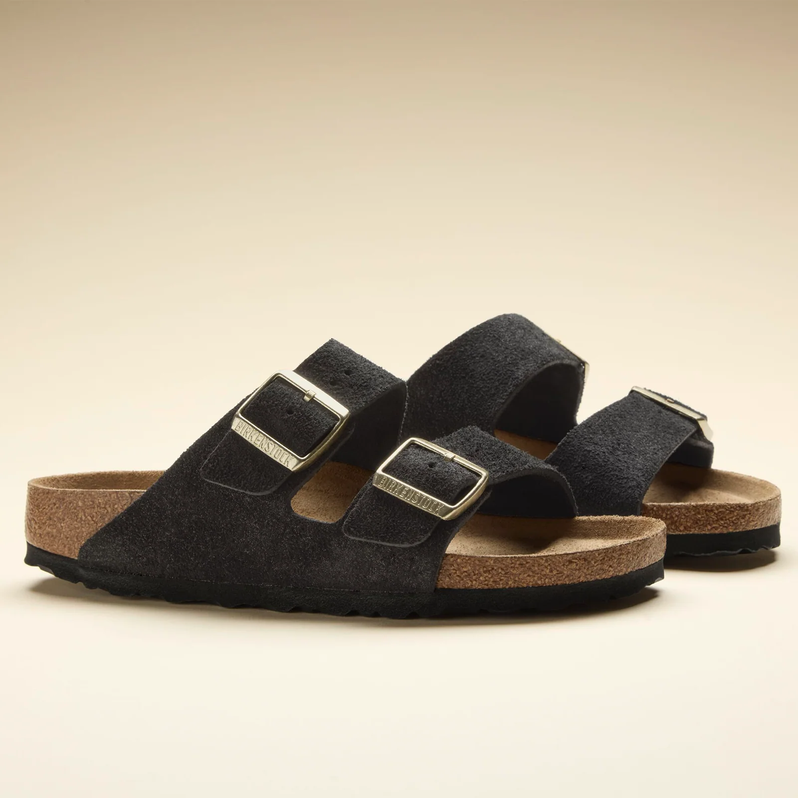 Birkenstock Arizona Narrow Slide Sandal (Women) - Shimmering Black Suede - Image 6