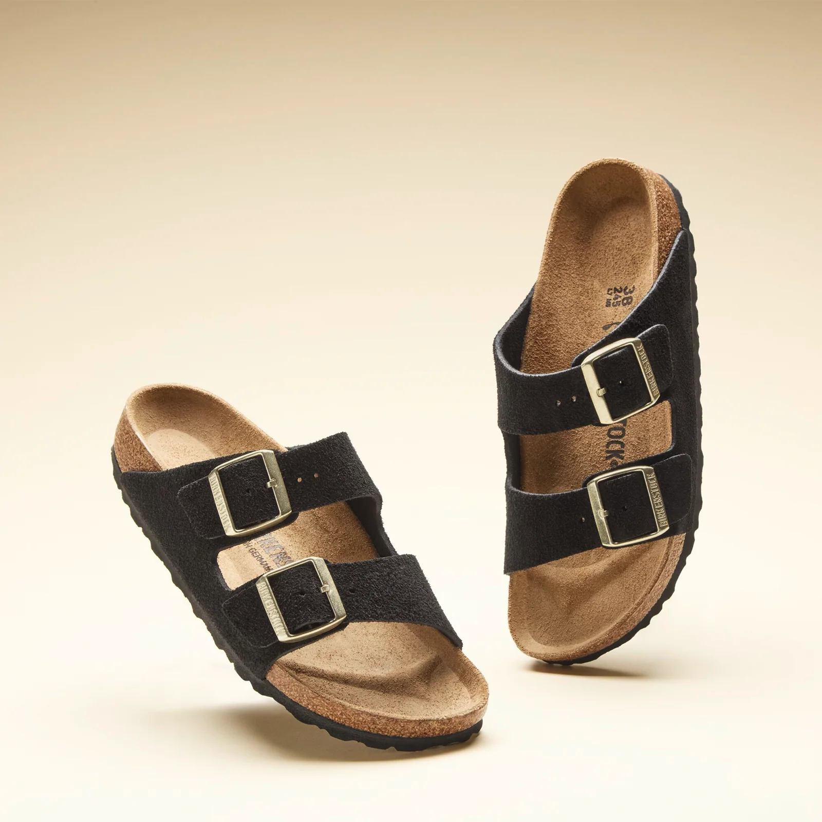 Birkenstock Arizona Narrow Slide Sandal (Women) - Shimmering Black Suede - Image 7