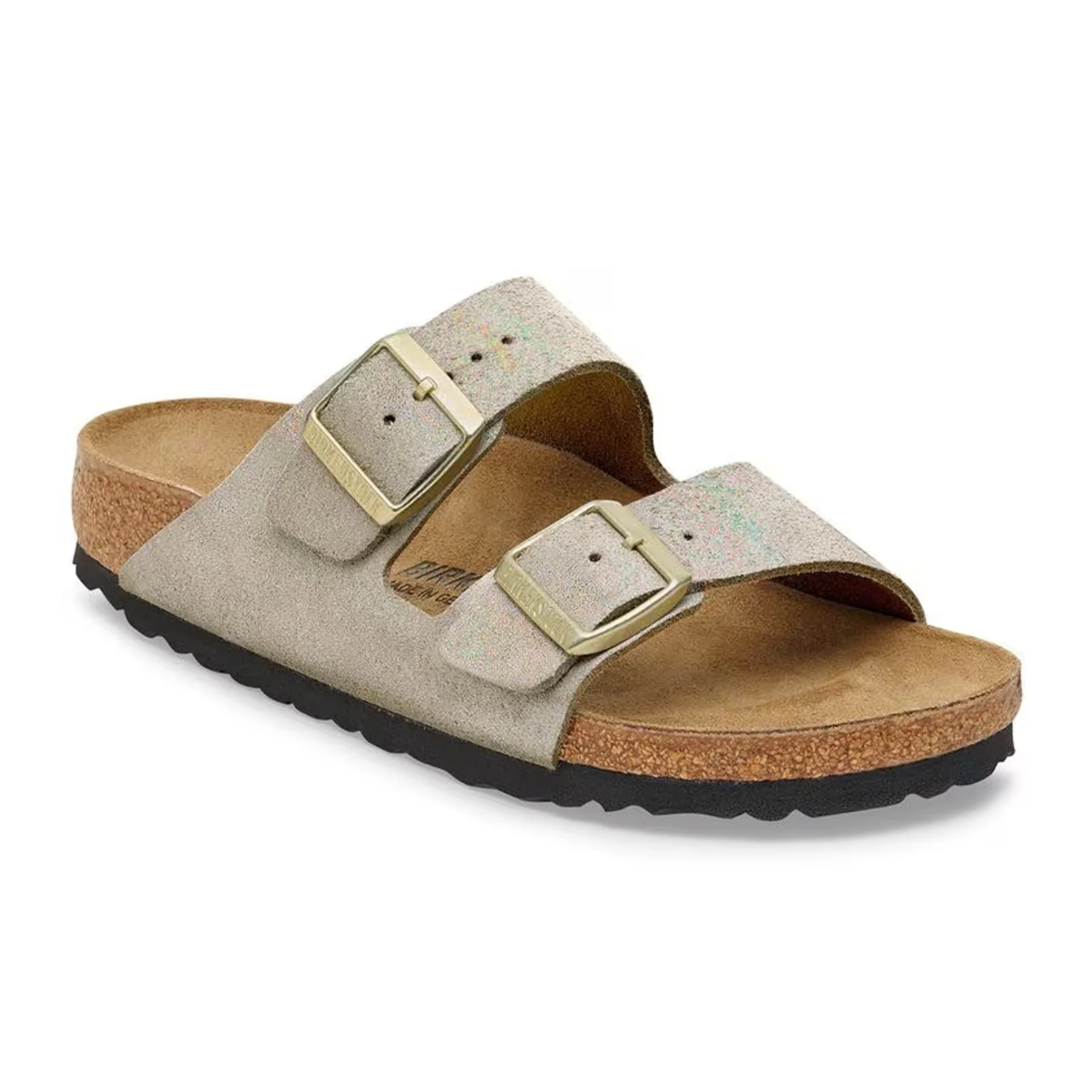 Birkenstock Arizona Slide Sandal (Women) - Shimmering Taupe Suede