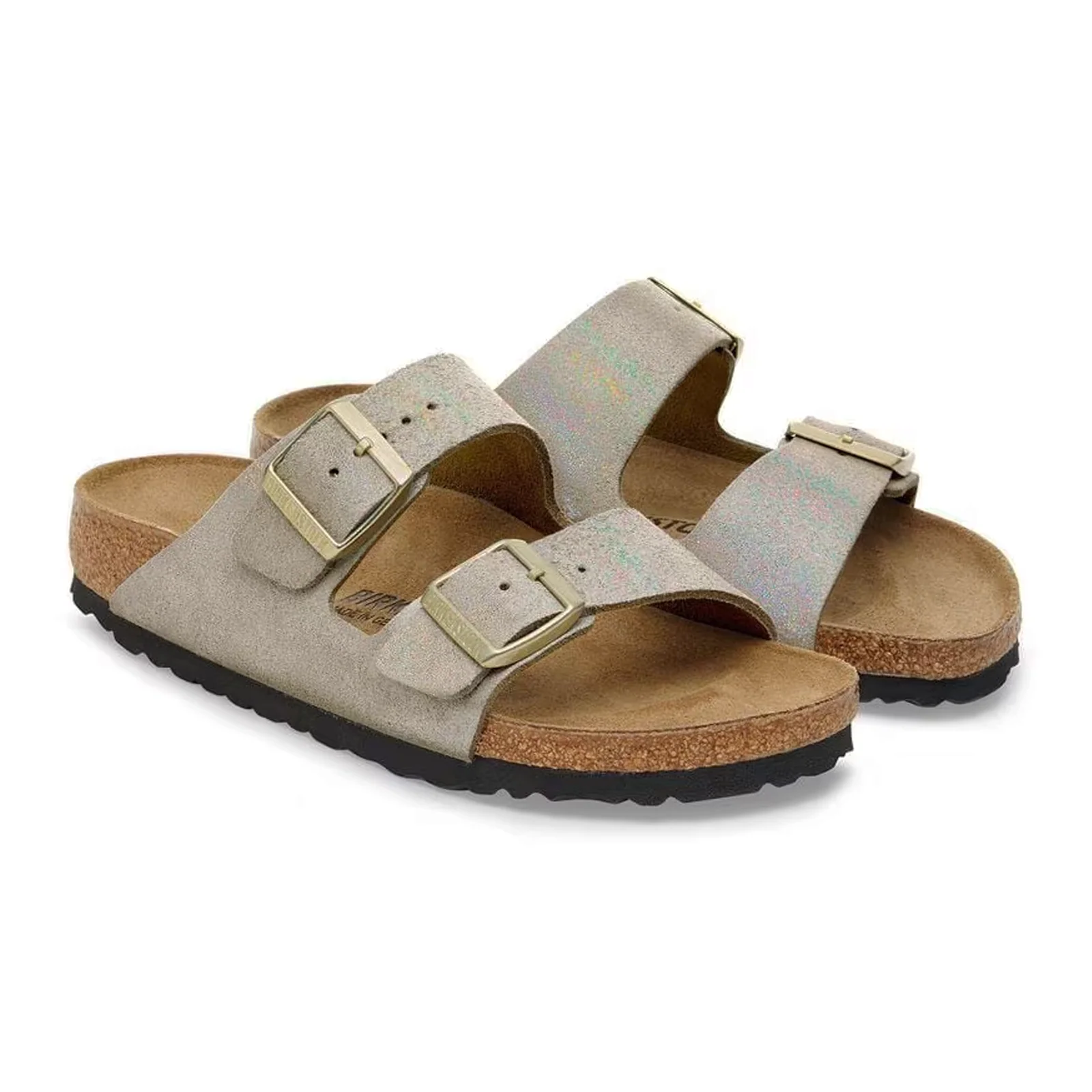 Birkenstock Arizona Slide Sandal (Women) - Shimmering Taupe Suede - Image 4