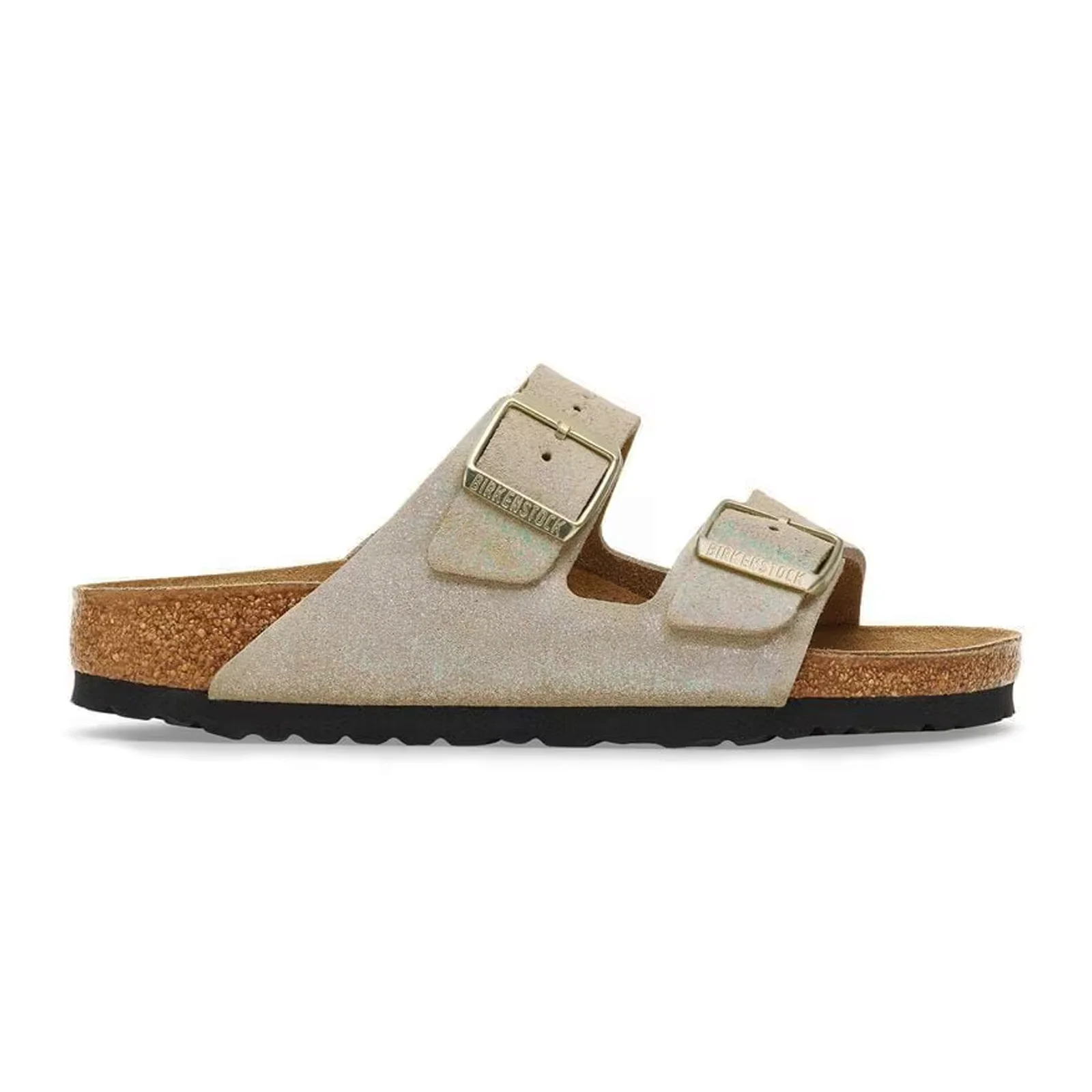 Birkenstock Arizona Slide Sandal (Women) - Shimmering Taupe Suede - Image 5