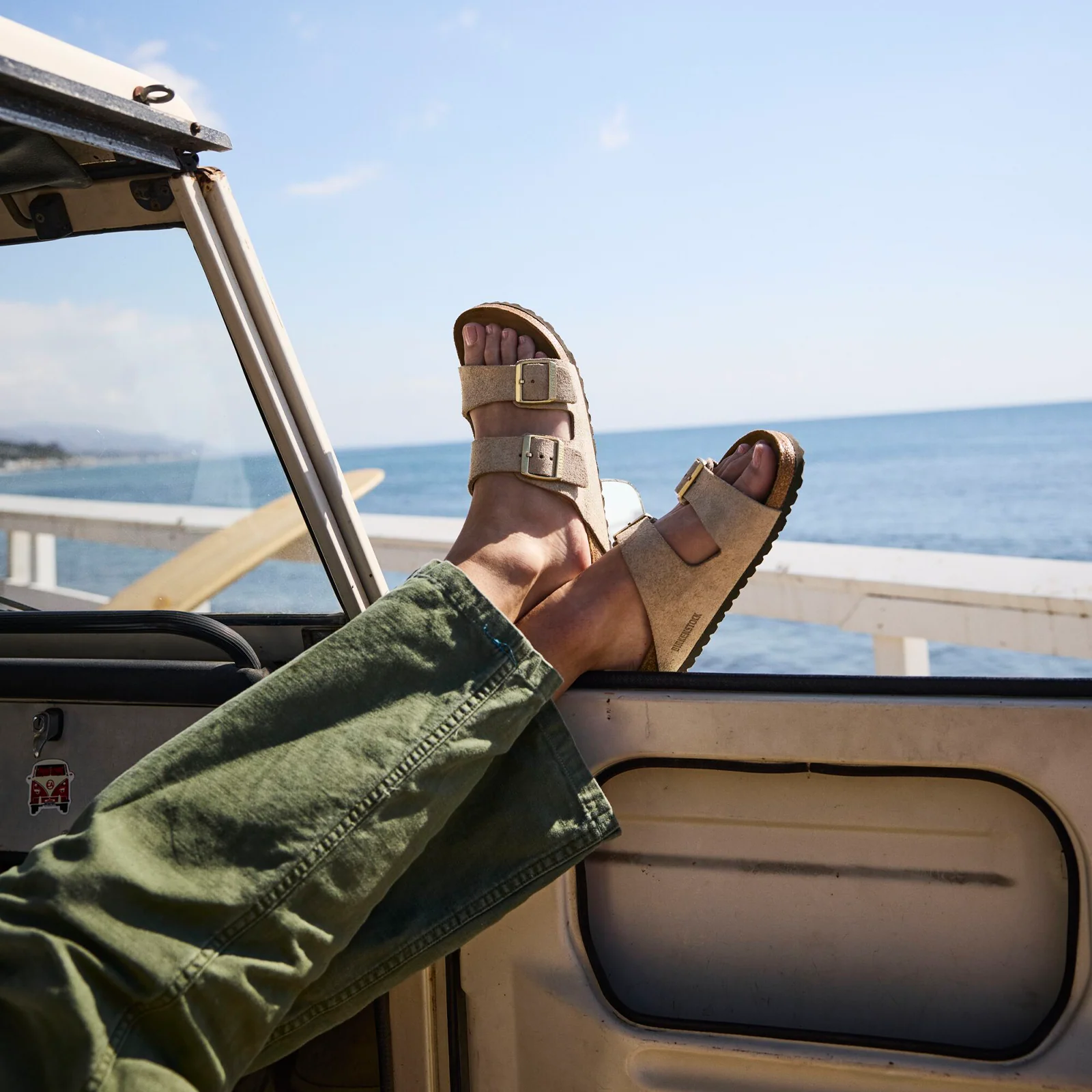 Birkenstock Arizona Slide Sandal (Women) - Shimmering Taupe Suede - Image 8