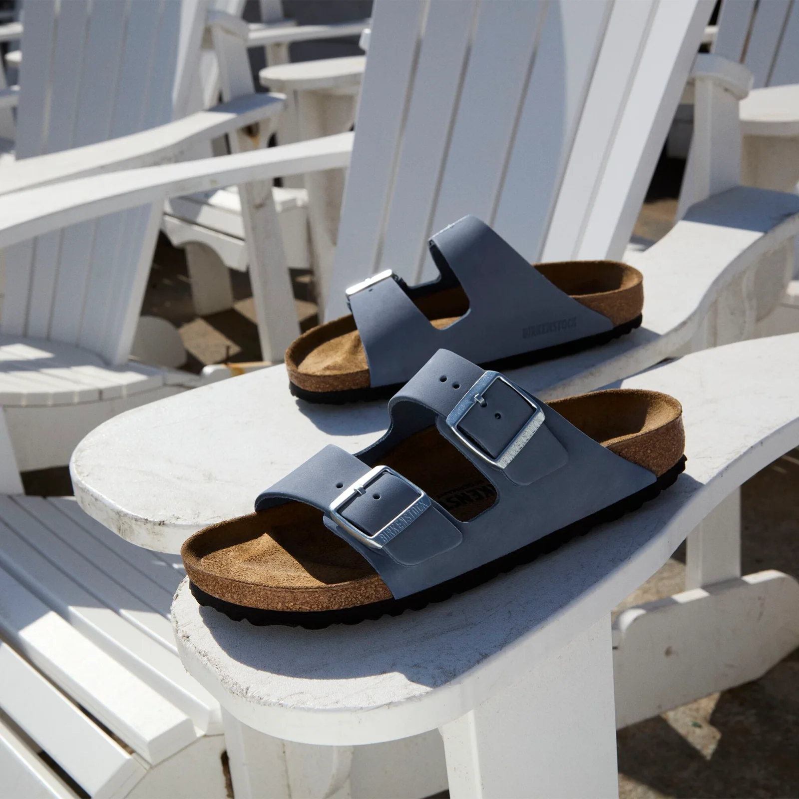 Birkenstock Arizona Slide Sandal (Women) - Stone Blue Nubuck - Image 6