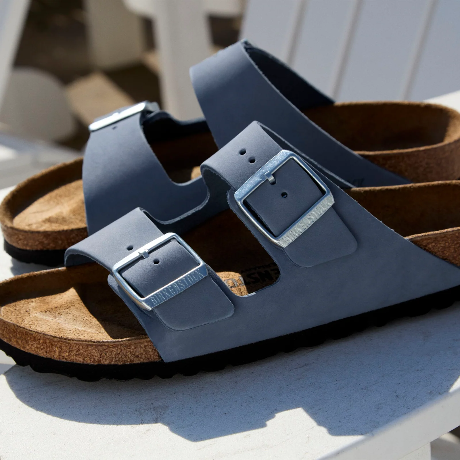 Birkenstock Arizona Slide Sandal (Women) - Stone Blue Nubuck - Image 7