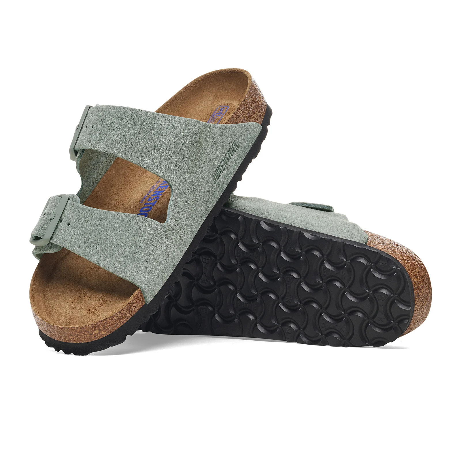 Birkenstock Arizona Soft Footbed Narrow Slide Sandal (Women) - Pure Sage Suede - Image 3