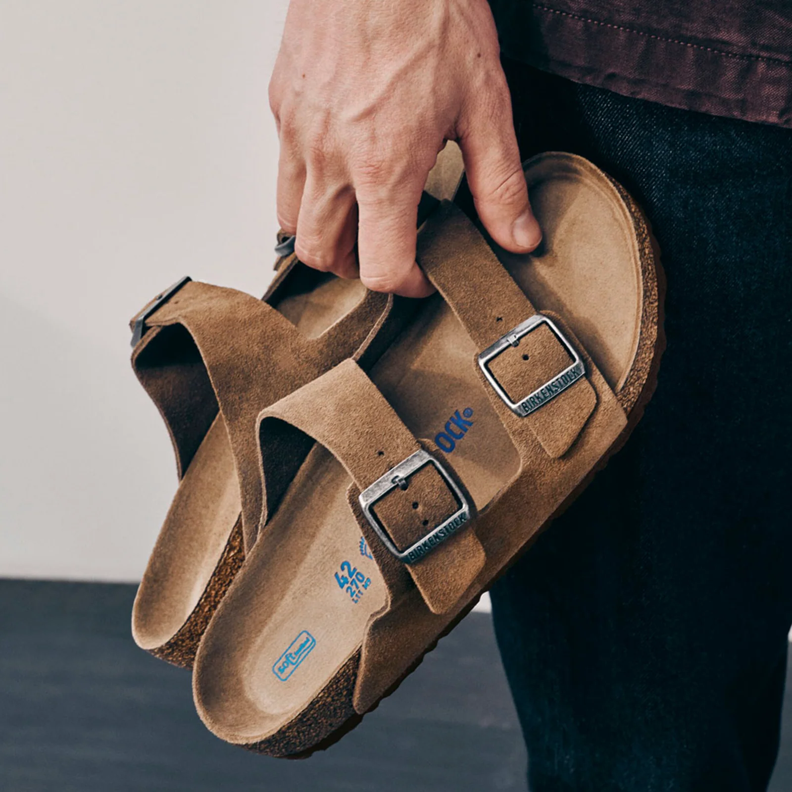 Birkenstock Arizona Soft Footbed Slide Sandal (Men) - Dark Tea Suede - Image 9