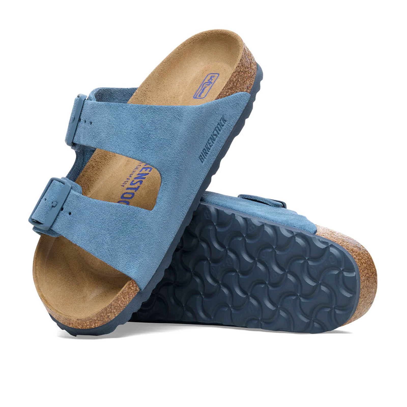 Birkenstock Arizona Soft Footbed Slide Sandal (Men) - Elemental Blue Suede - Image 3