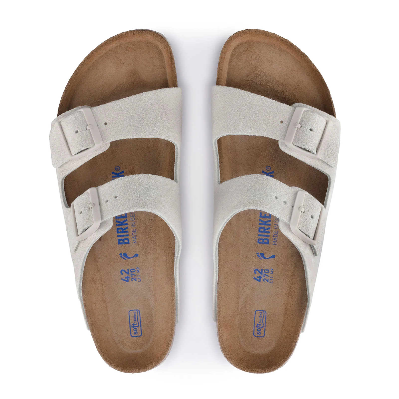 Birkenstock Arizona Soft Footbed Slide Sandal (Unisex) - Antique White Suede - Image 2
