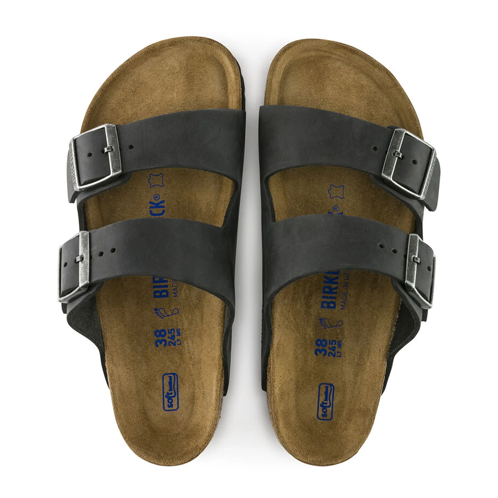Birkenstock Arizona Soft Footbed Slide Sandal (Unisex) - Black Oiled Leather - Image 2