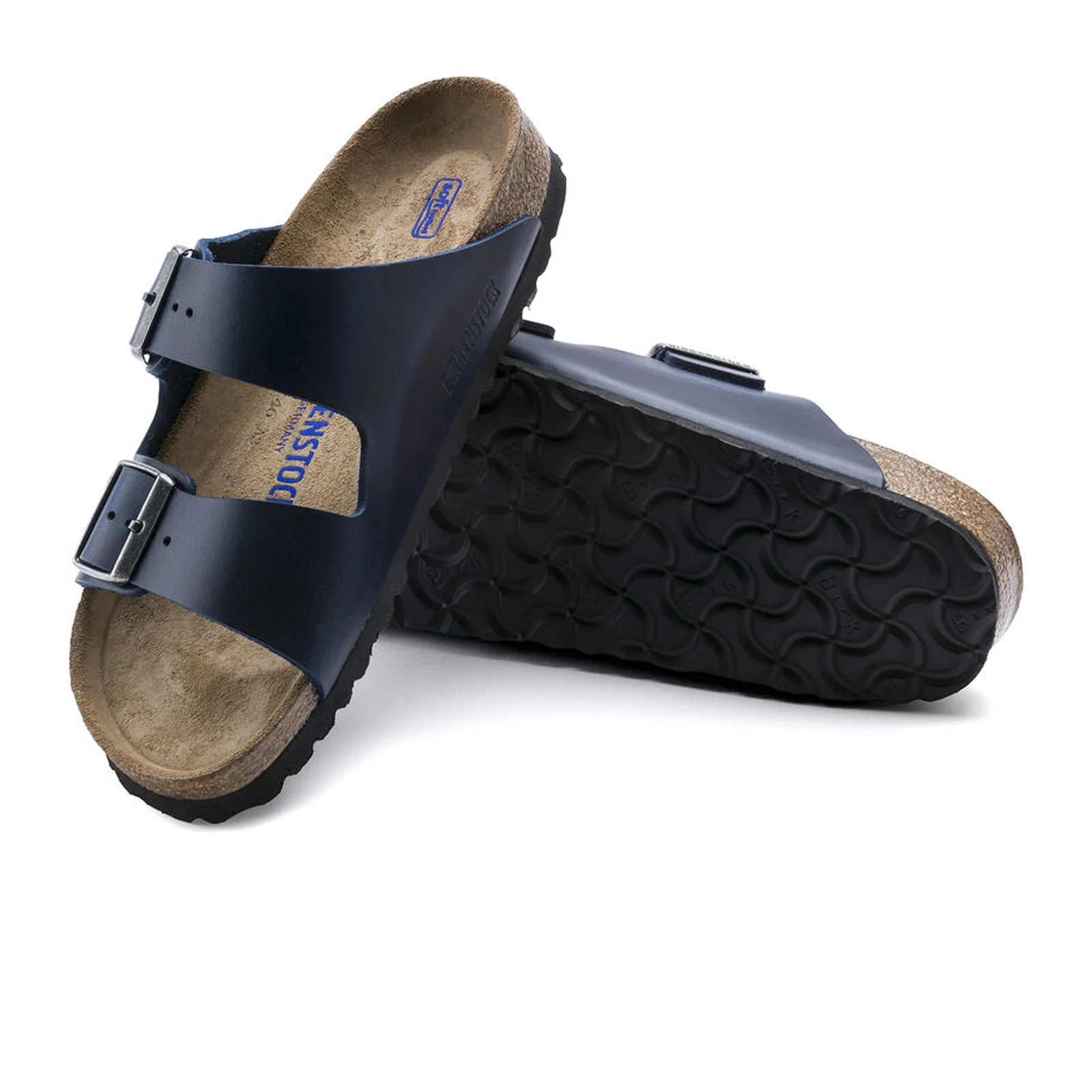 Birkenstock Arizona Soft Footbed Slide Sandal (Unisex) - Blue Oiled Leather - Image 3