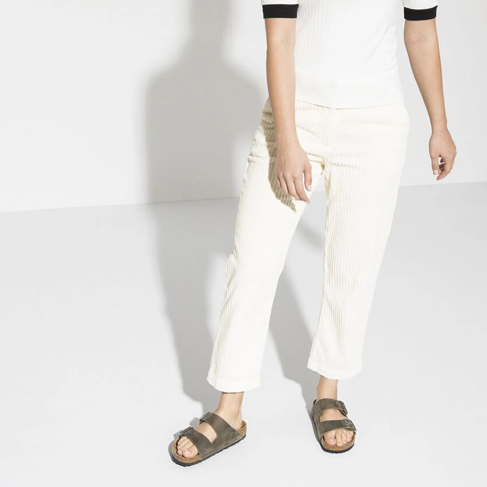 Birkenstock Arizona Soft Footbed Slide Sandal (Unisex) - Faded Khaki Oiled Leather - Image 7