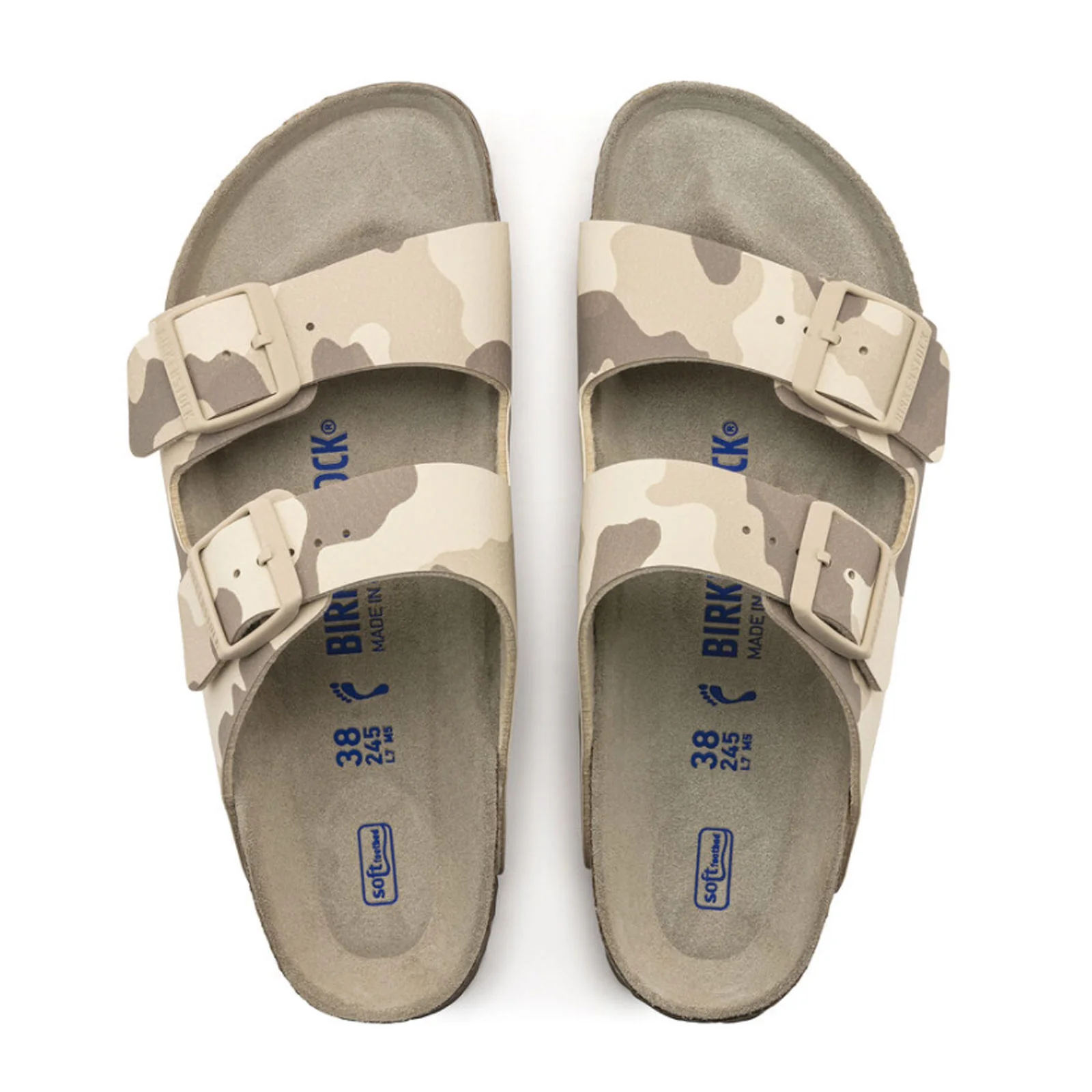 Birkenstock Arizona Soft Footbed Slide Sandal (Women) - Desert Soil Camo Gray Taupe Birko-Flor - Image 2