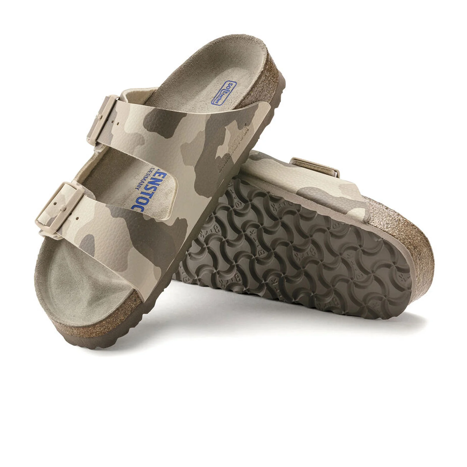 Birkenstock Arizona Soft Footbed Slide Sandal (Women) - Desert Soil Camo Gray Taupe Birko-Flor - Image 3
