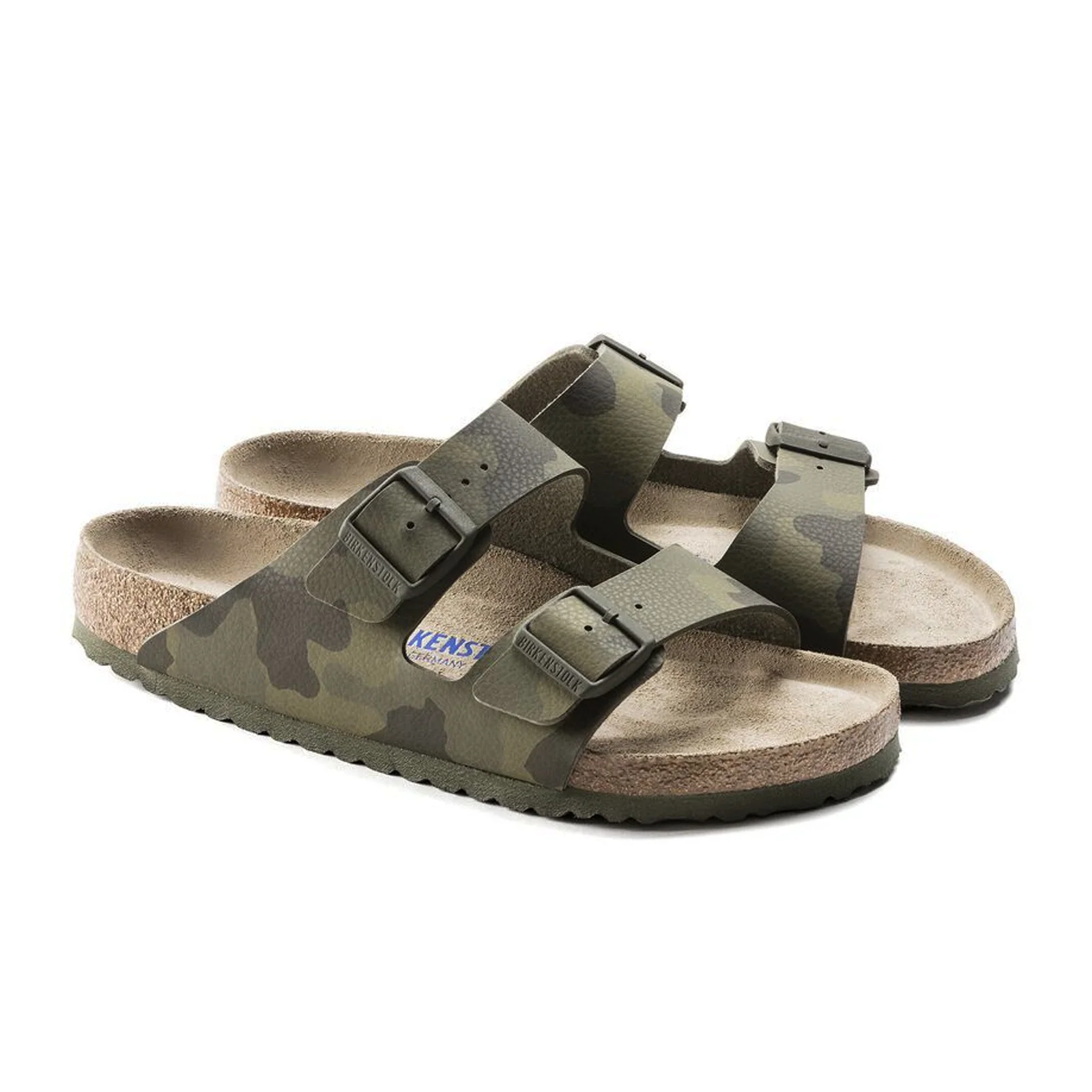 Birkenstock Arizona Soft Footbed Slide Sandal (Women) - Desert Soil Camo Green Birko-Flor - Image 4