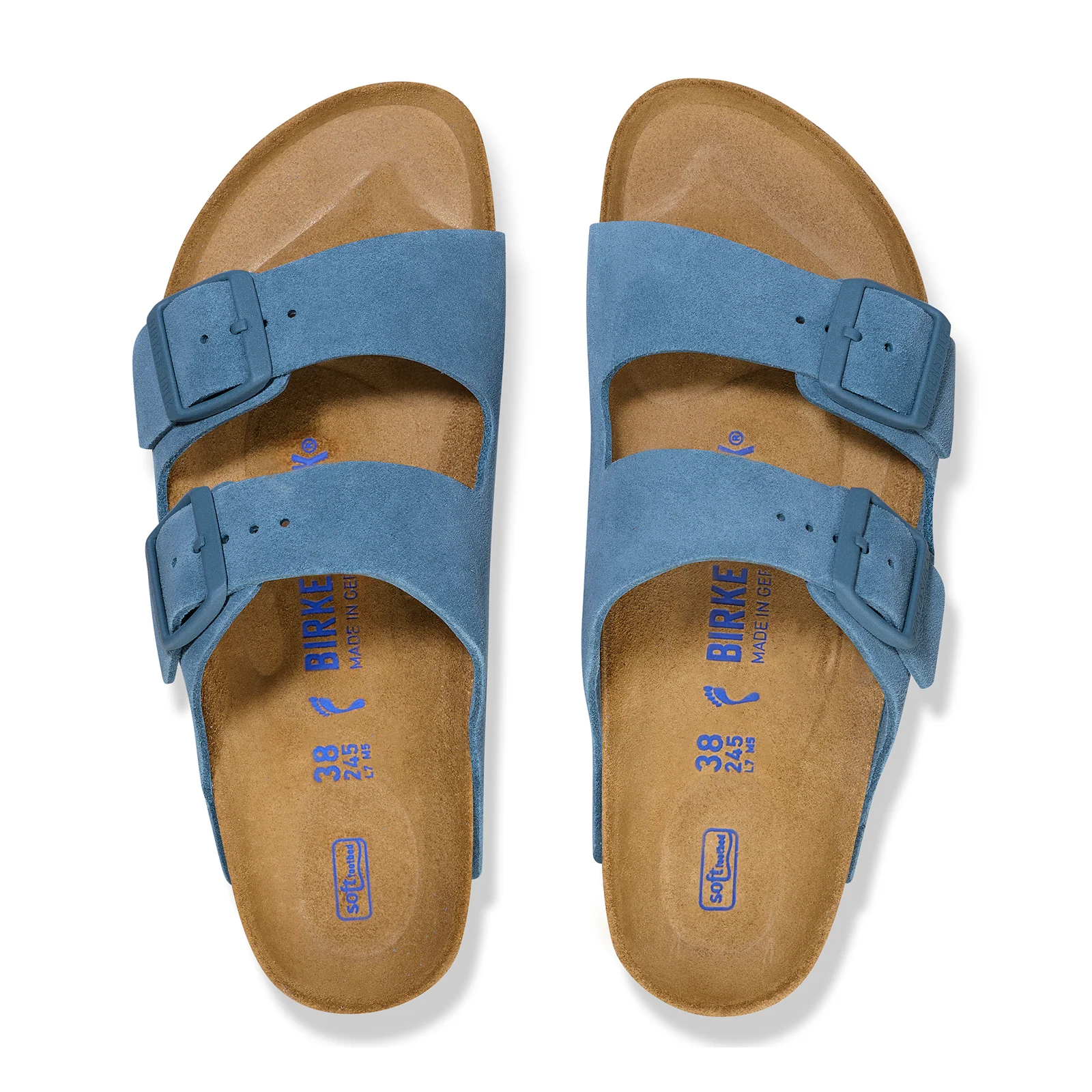 Birkenstock Arizona Soft Footbed Slide Sandal (Women) - Elemental Blue Suede - Image 2