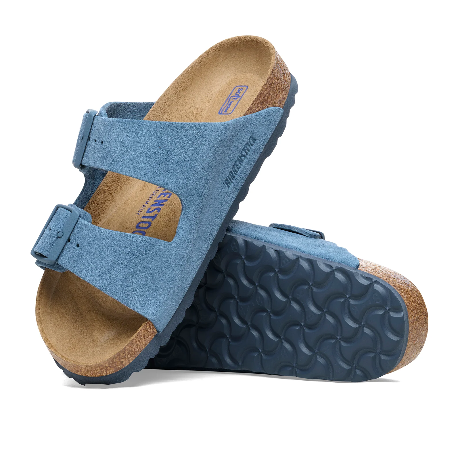Birkenstock Arizona Soft Footbed Slide Sandal (Women) - Elemental Blue Suede - Image 3
