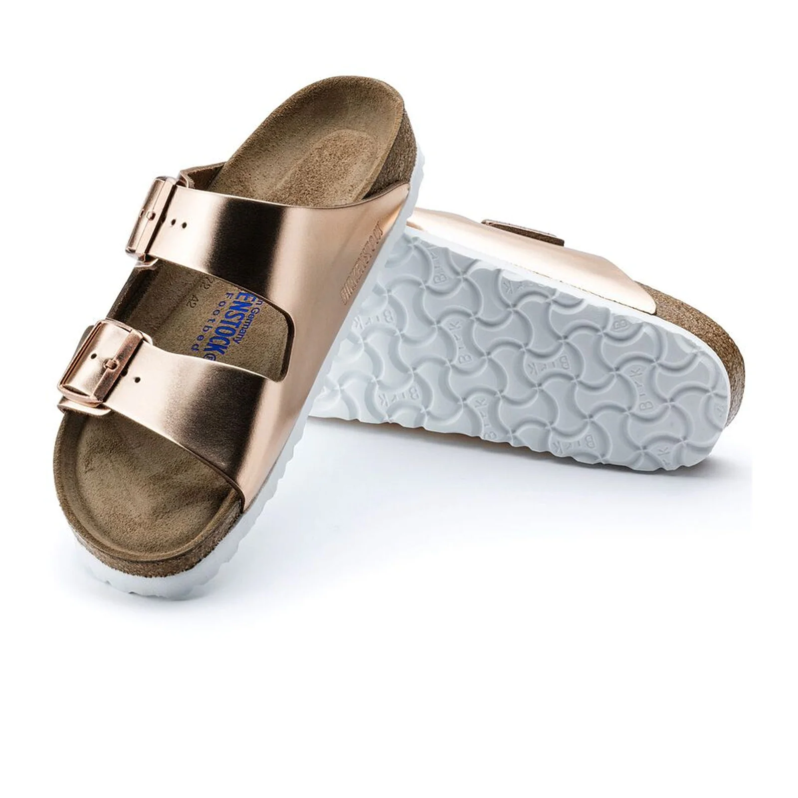 Birkenstock Arizona Soft Footbed Slide Sandal (Women) - Metallic Copper - Image 3