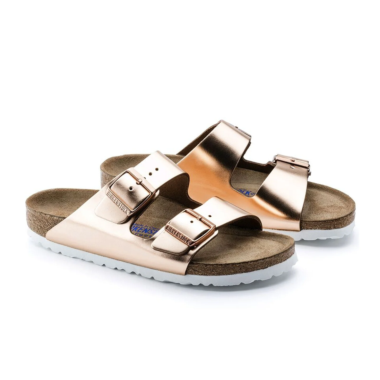 Birkenstock Arizona Soft Footbed Slide Sandal (Women) - Metallic Copper - Image 4