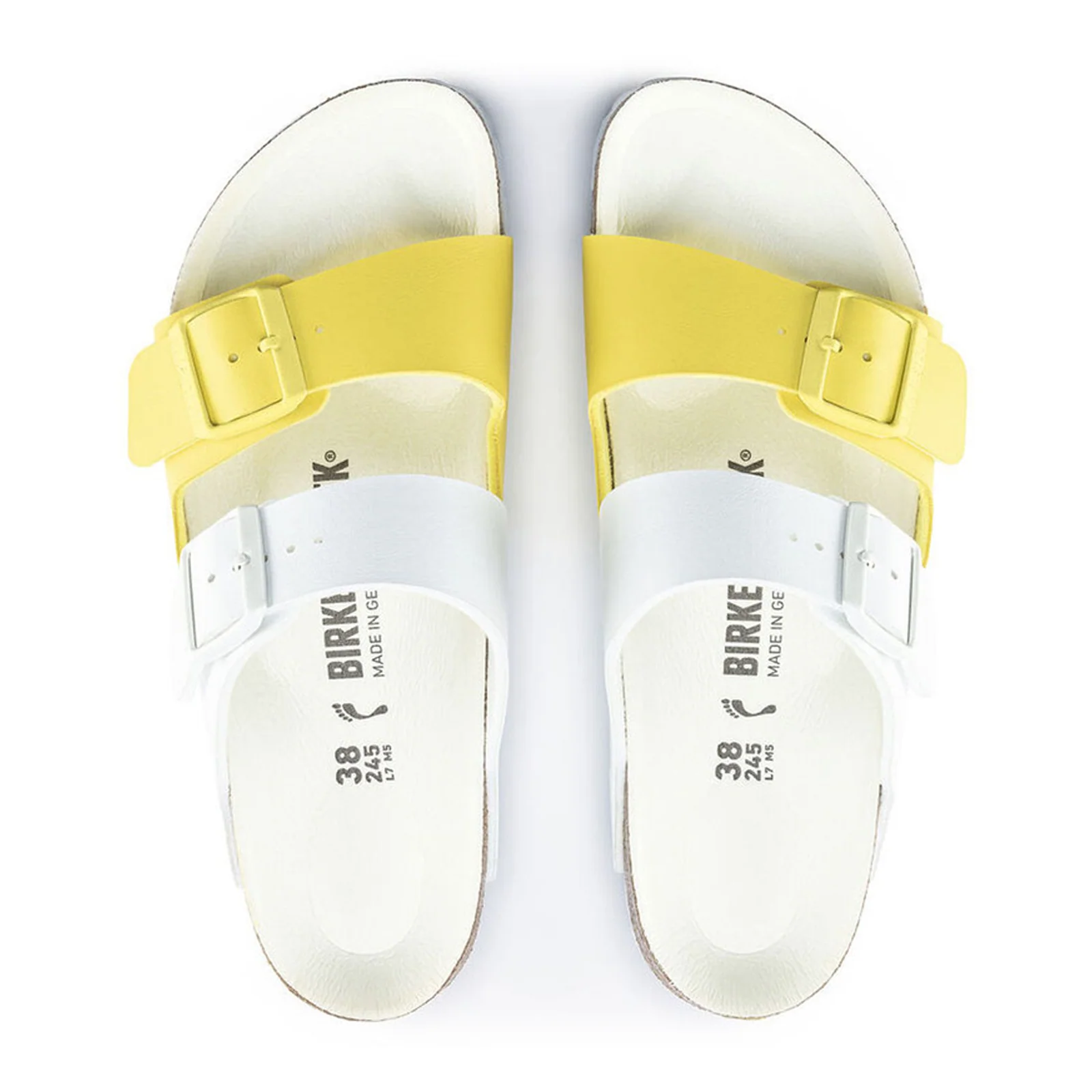 Birkenstock Arizona Split Slide Sandal (Women) - White/Lime Sour Birko-Flor - Image 2