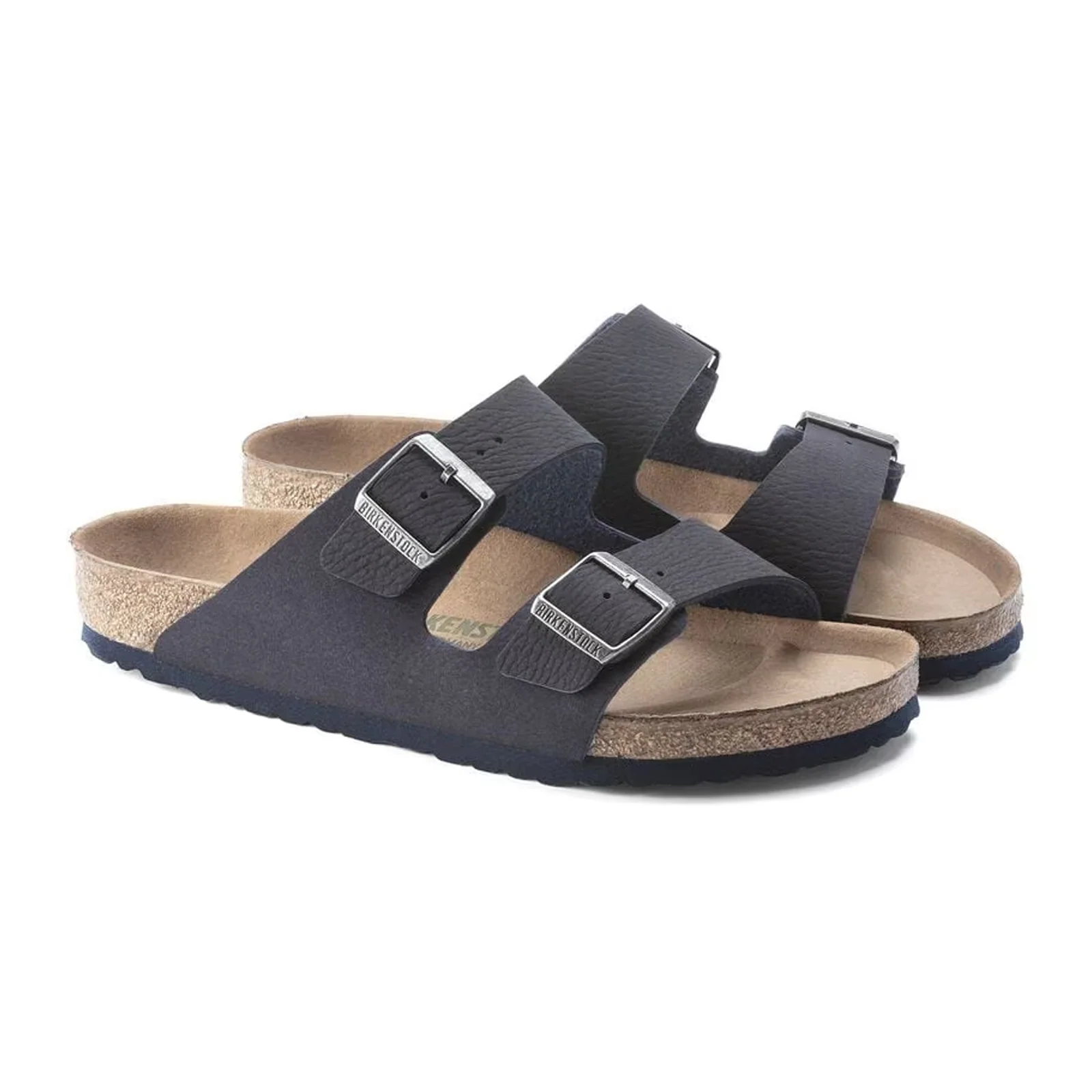 Birkenstock Arizona Vegan Slide Sandal (Men) - Desert Dust Indigo Blue Microfiber - Image 4