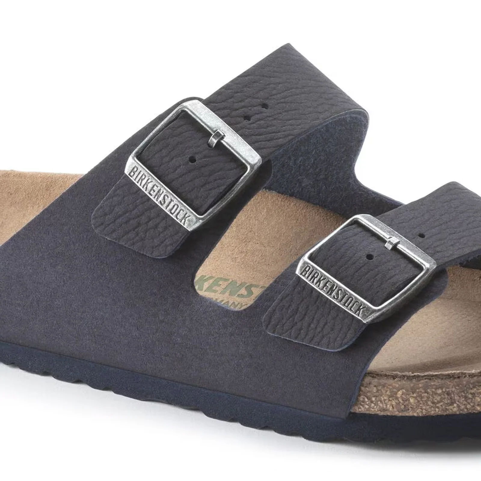 Birkenstock Arizona Vegan Slide Sandal (Men) - Desert Dust Indigo Blue Microfiber - Image 5