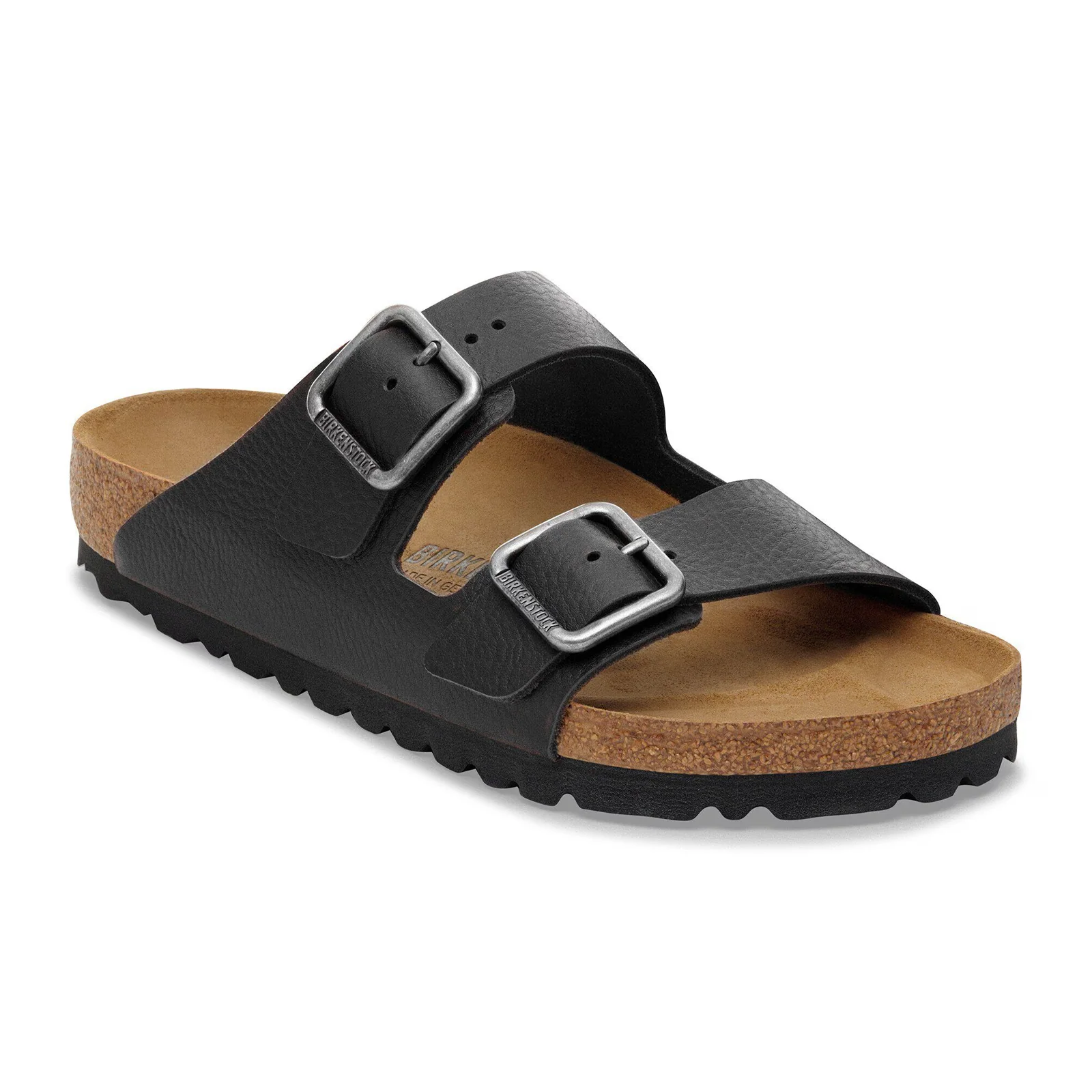 Birkenstock Arizona Wire Buckle Slide Sandal (Men) - Vintage Wood Black Leather