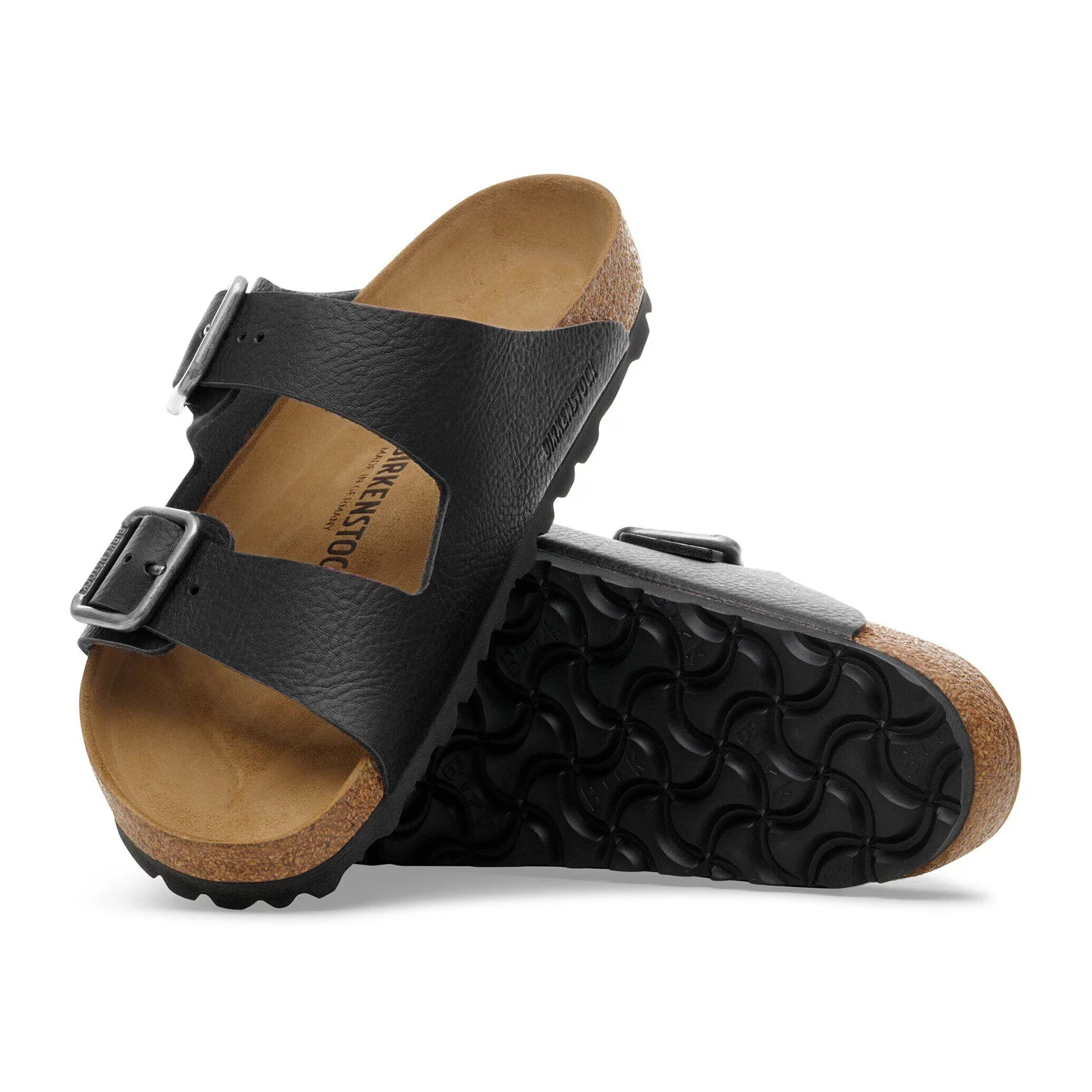 Birkenstock Arizona Wire Buckle Slide Sandal (Men) - Vintage Wood Black Leather - Image 3