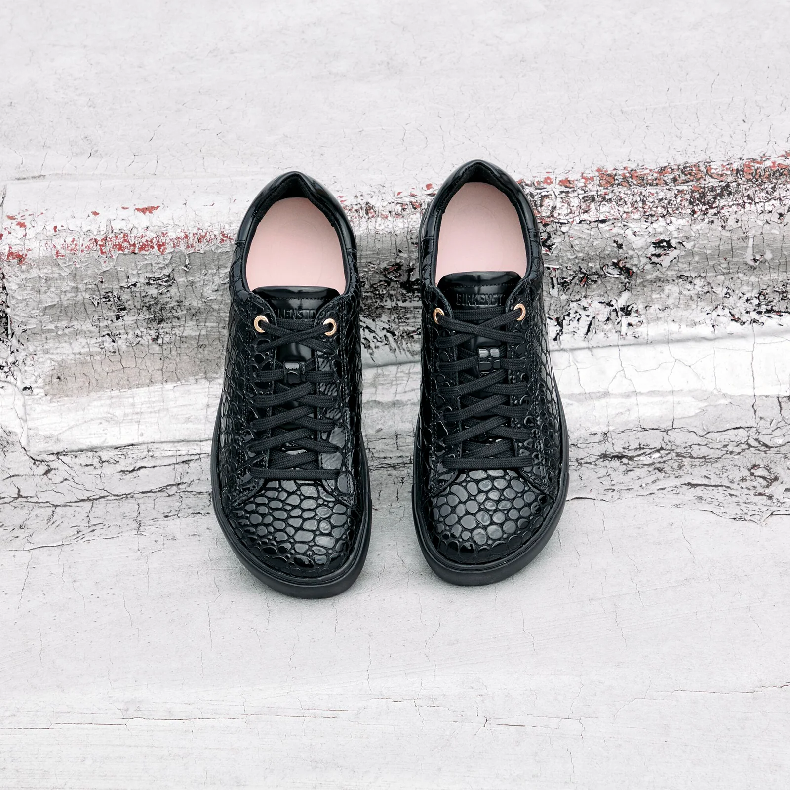 Birkenstock Bend Narrow Sneaker (Women) - Embossed Croc Black Leather - Image 4