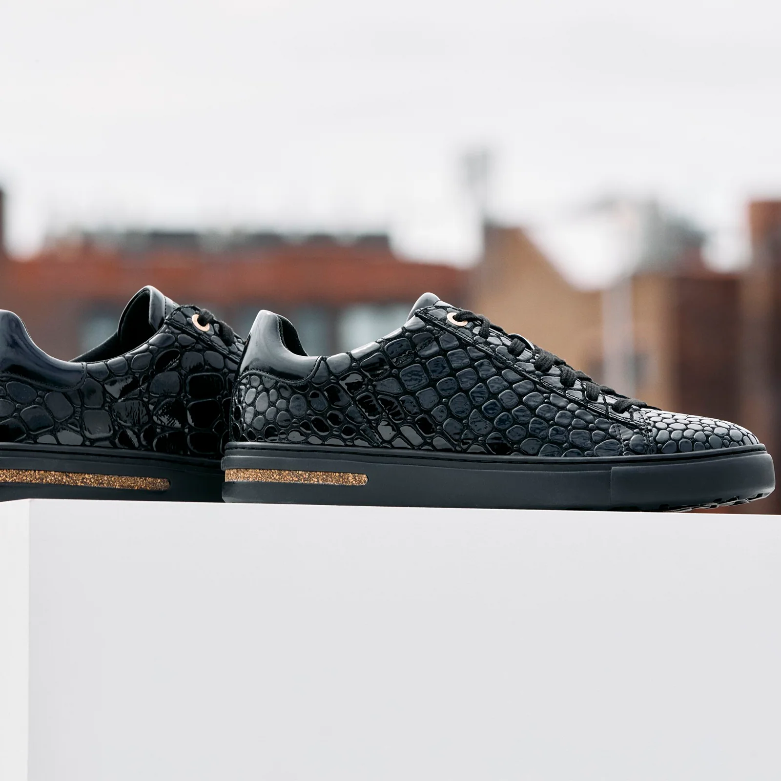 Birkenstock Bend Narrow Sneaker (Women) - Embossed Croc Black Leather - Image 5